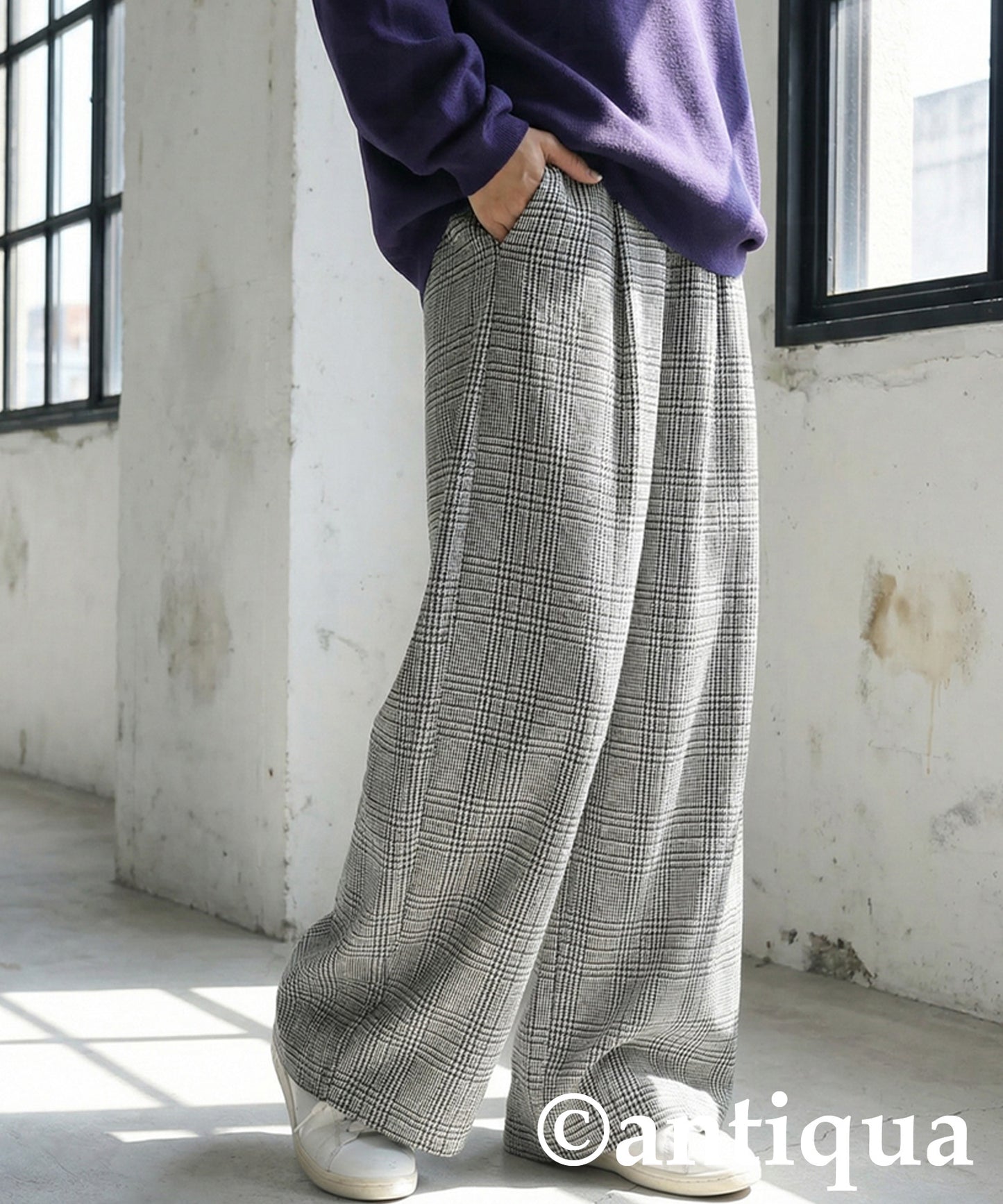 Checked Wide Pants Ladies