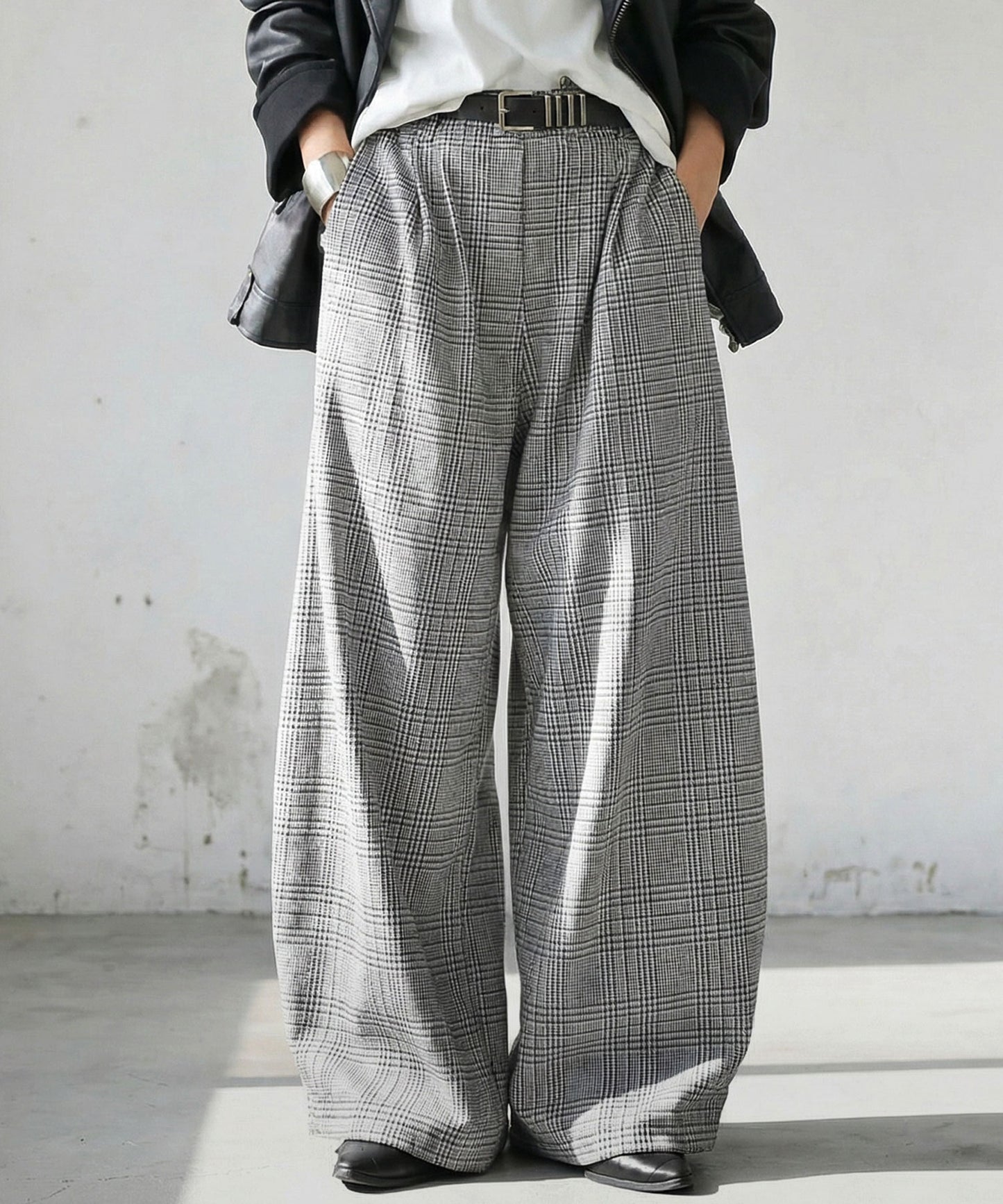 Checked Wide Pants Ladies