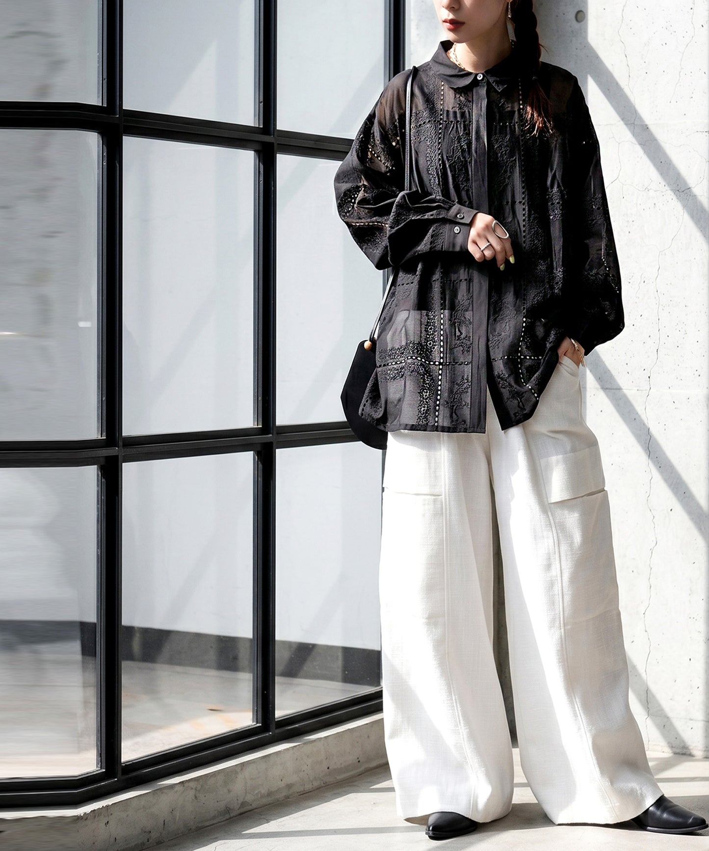 Embroidered Lace Sheer Shirt Ladies