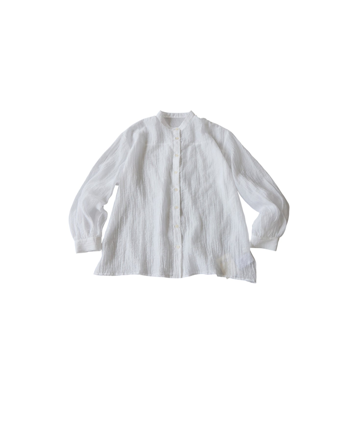 Sheer Band Collar Shirt Ladies