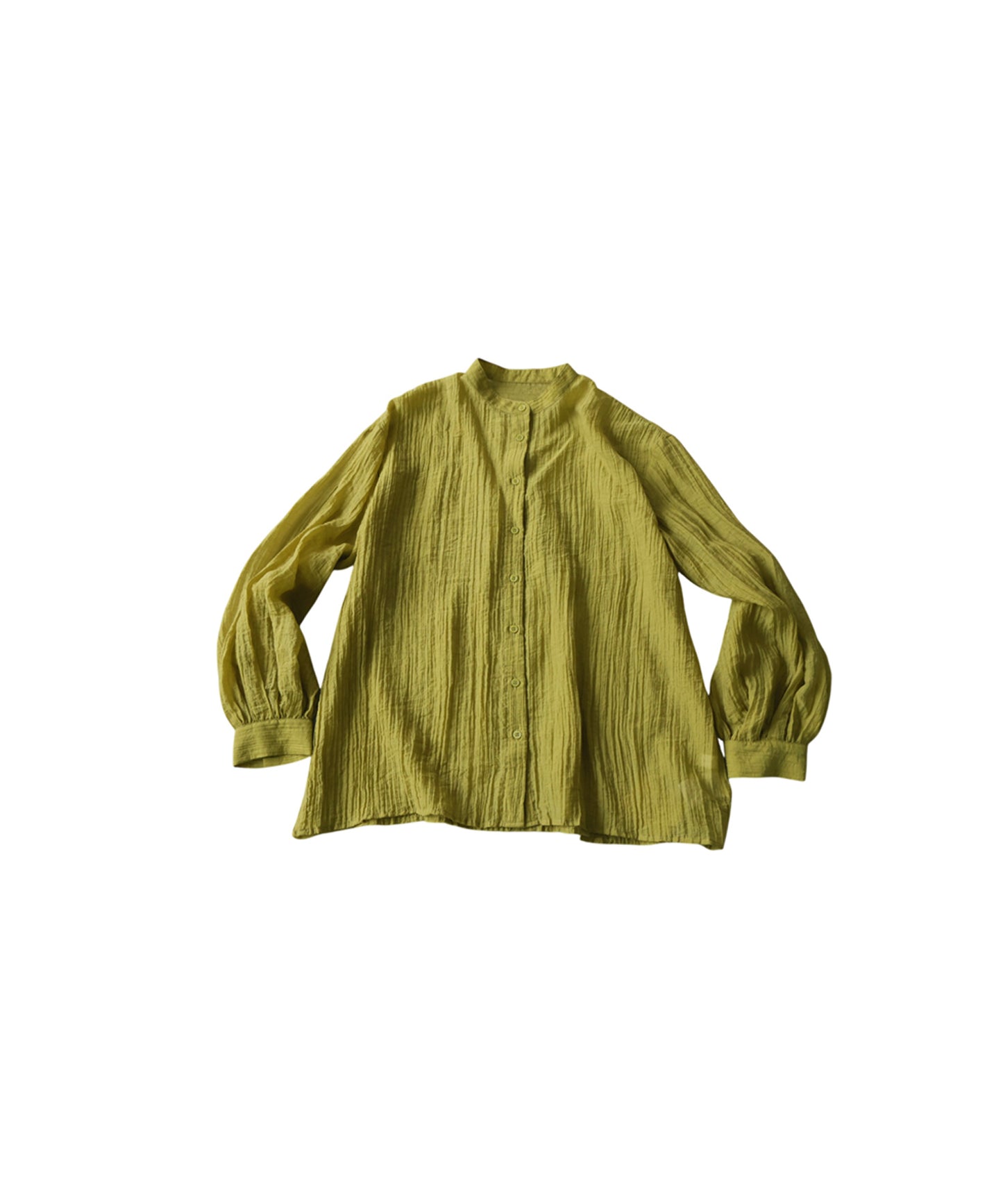 Sheer Band Collar Shirt Ladies