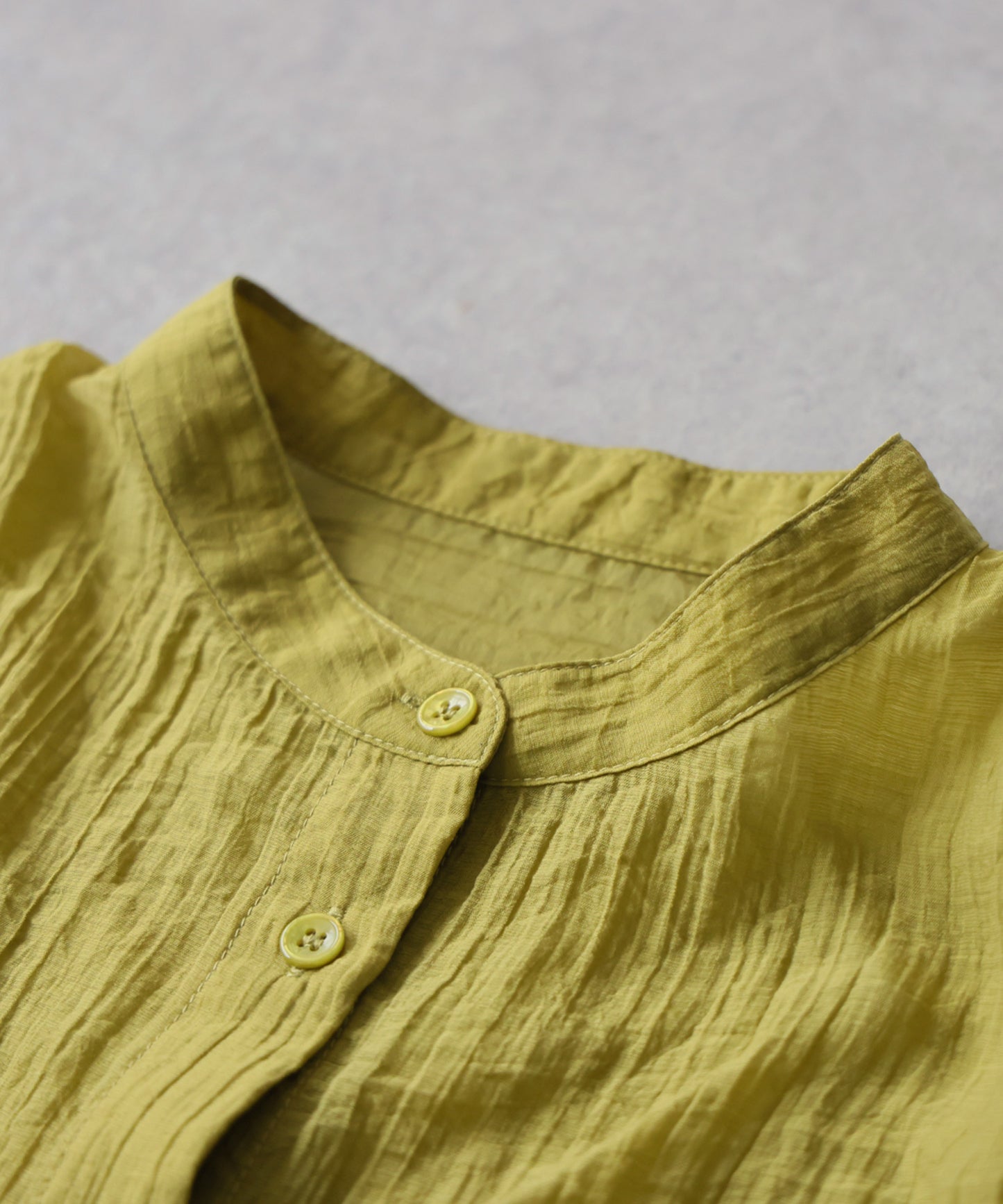 Sheer Band Collar Shirt Ladies