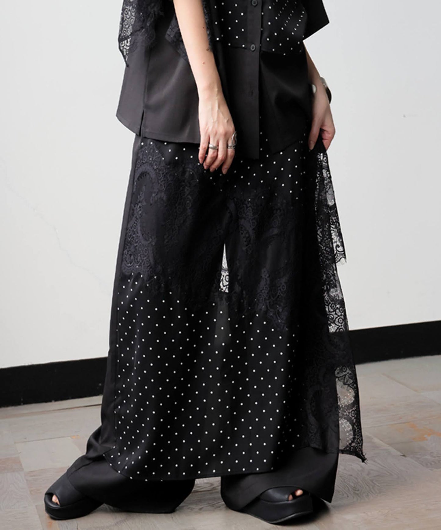 Polka Dot Lace Wide Pants Ladies