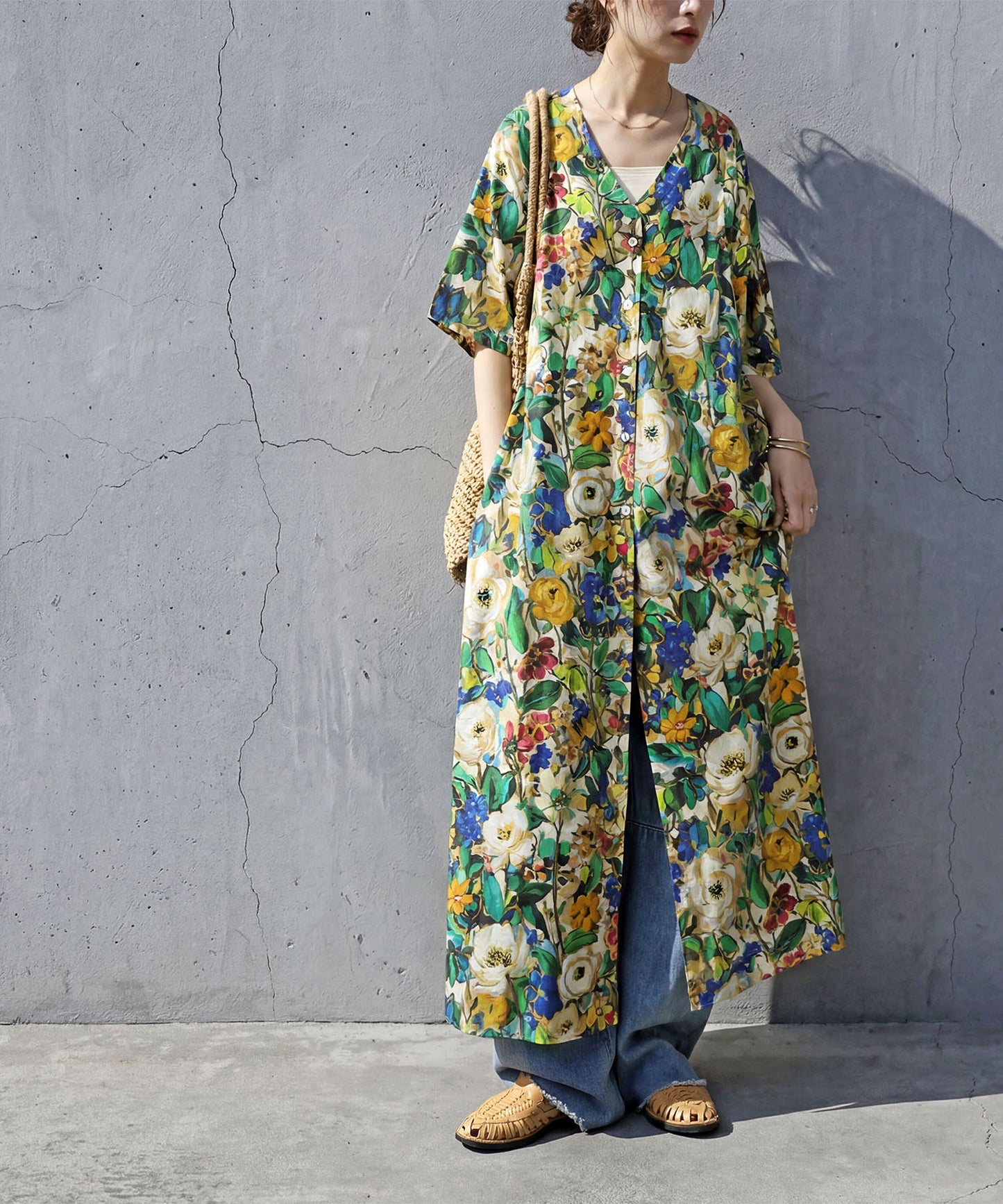 Floral Print Shirt Dress Ladies