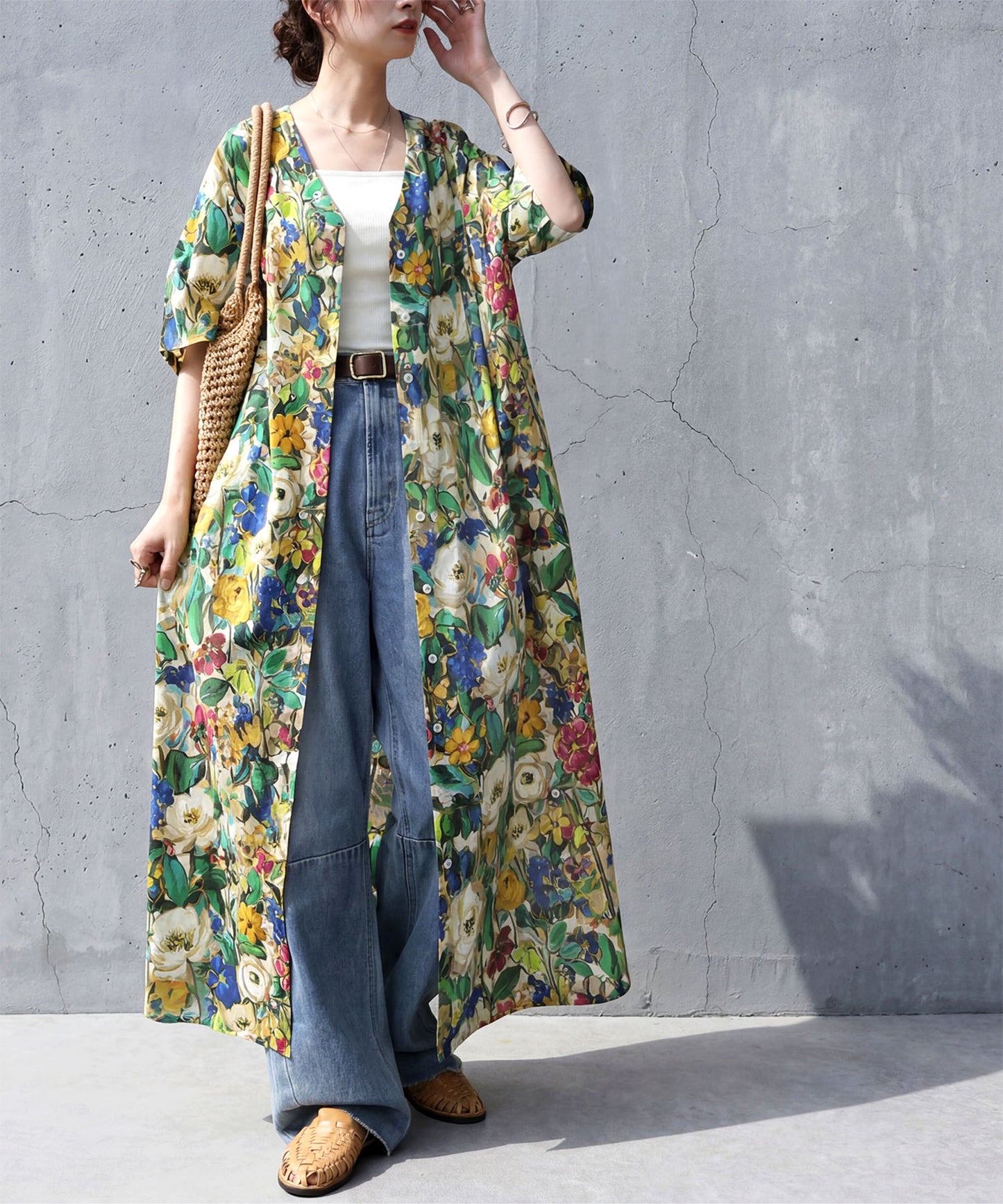 Floral Print Shirt Dress Ladies