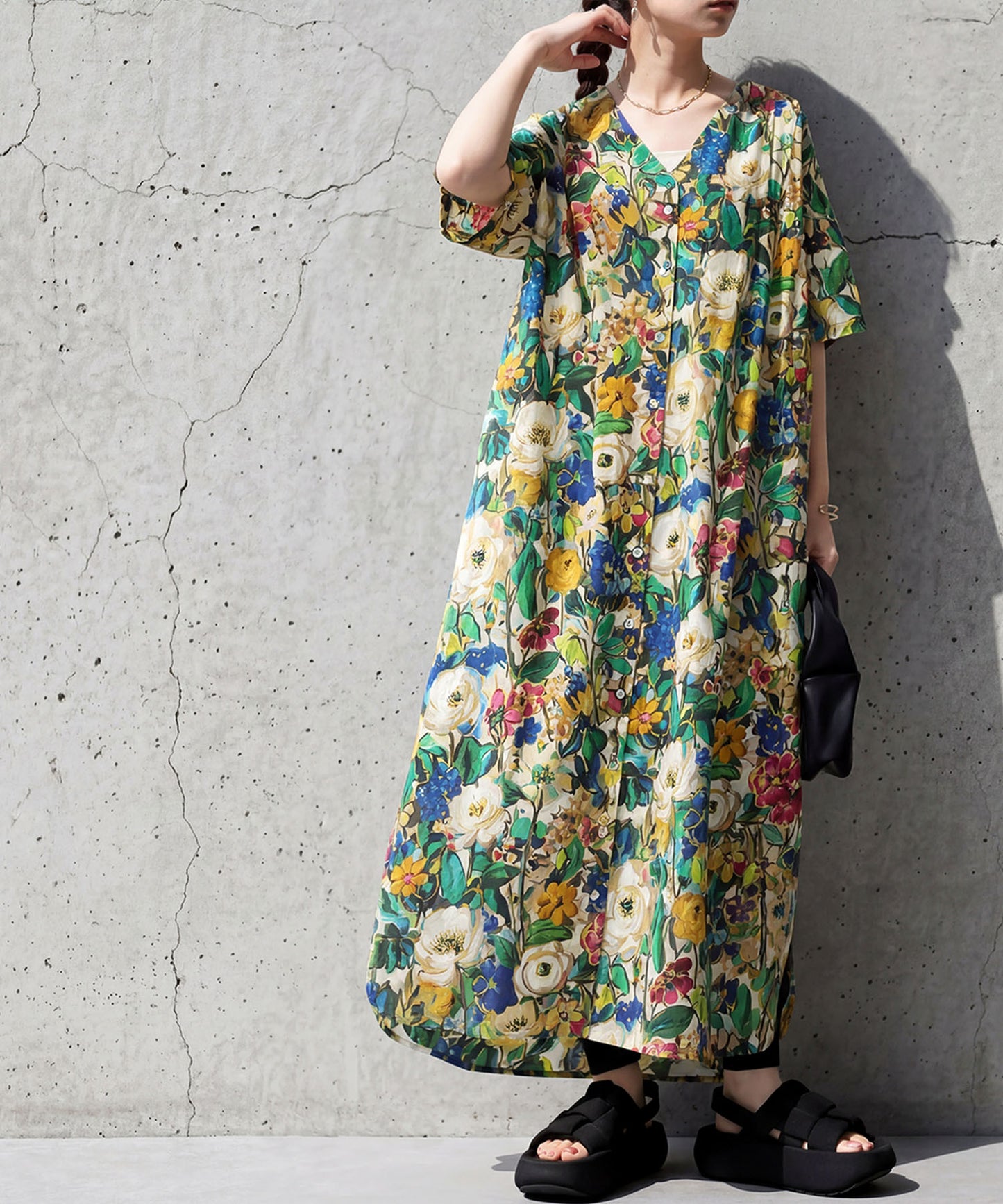 Floral Print Shirt Dress Ladies