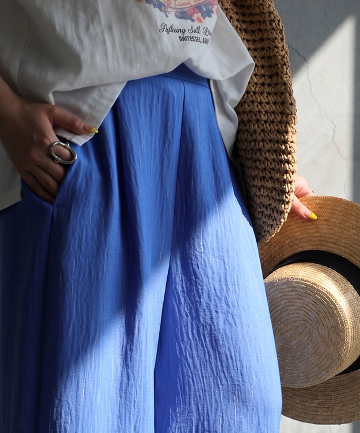 Striped Wide-Leg Easy Pants Ladies
