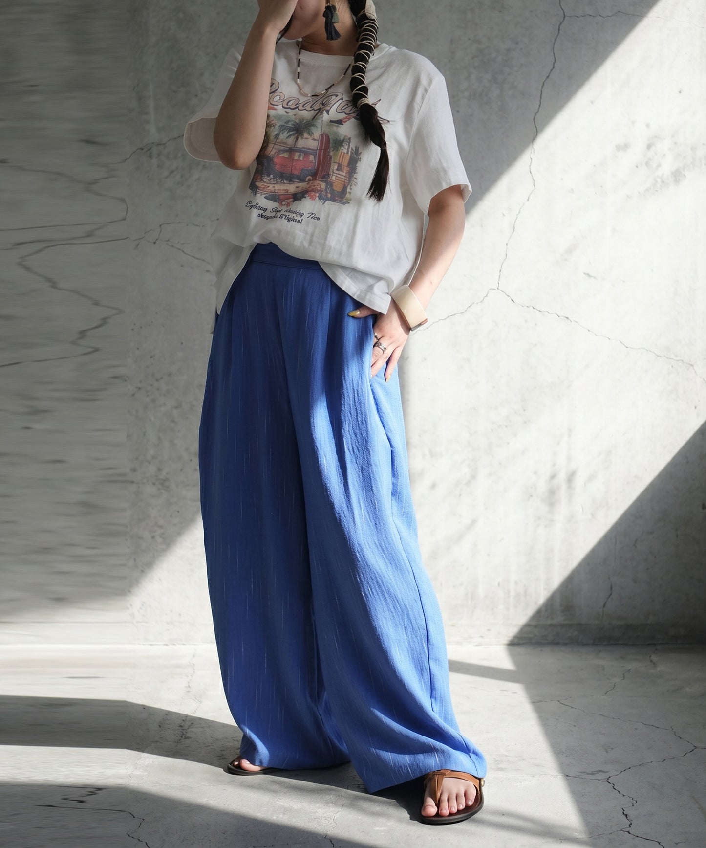 Striped Wide-Leg Easy Pants Ladies