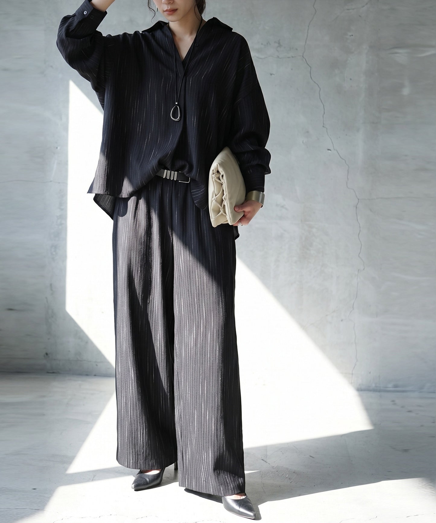 Striped Wide-Leg Easy Pants Ladies