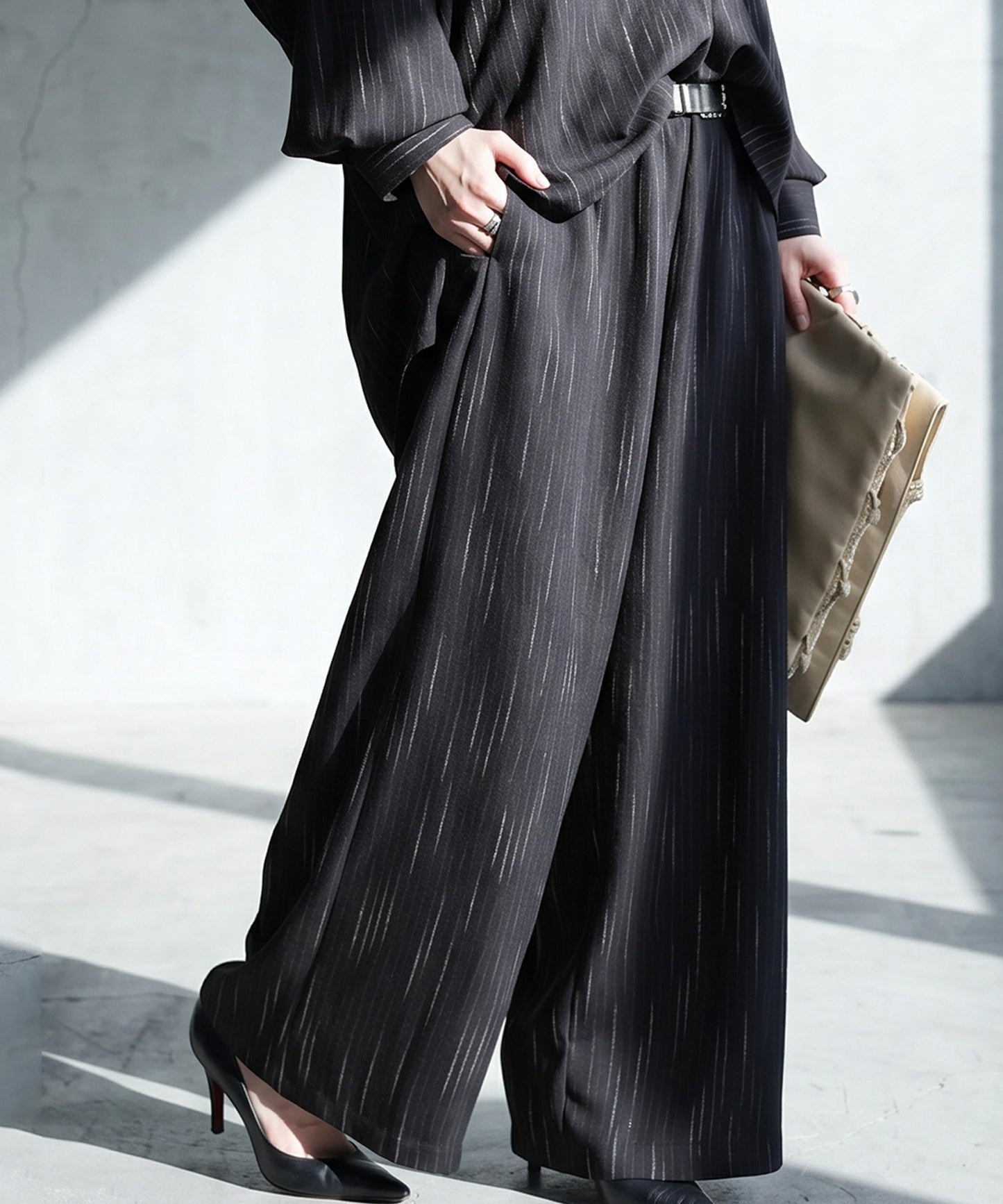 Striped Wide-Leg Easy Pants Ladies