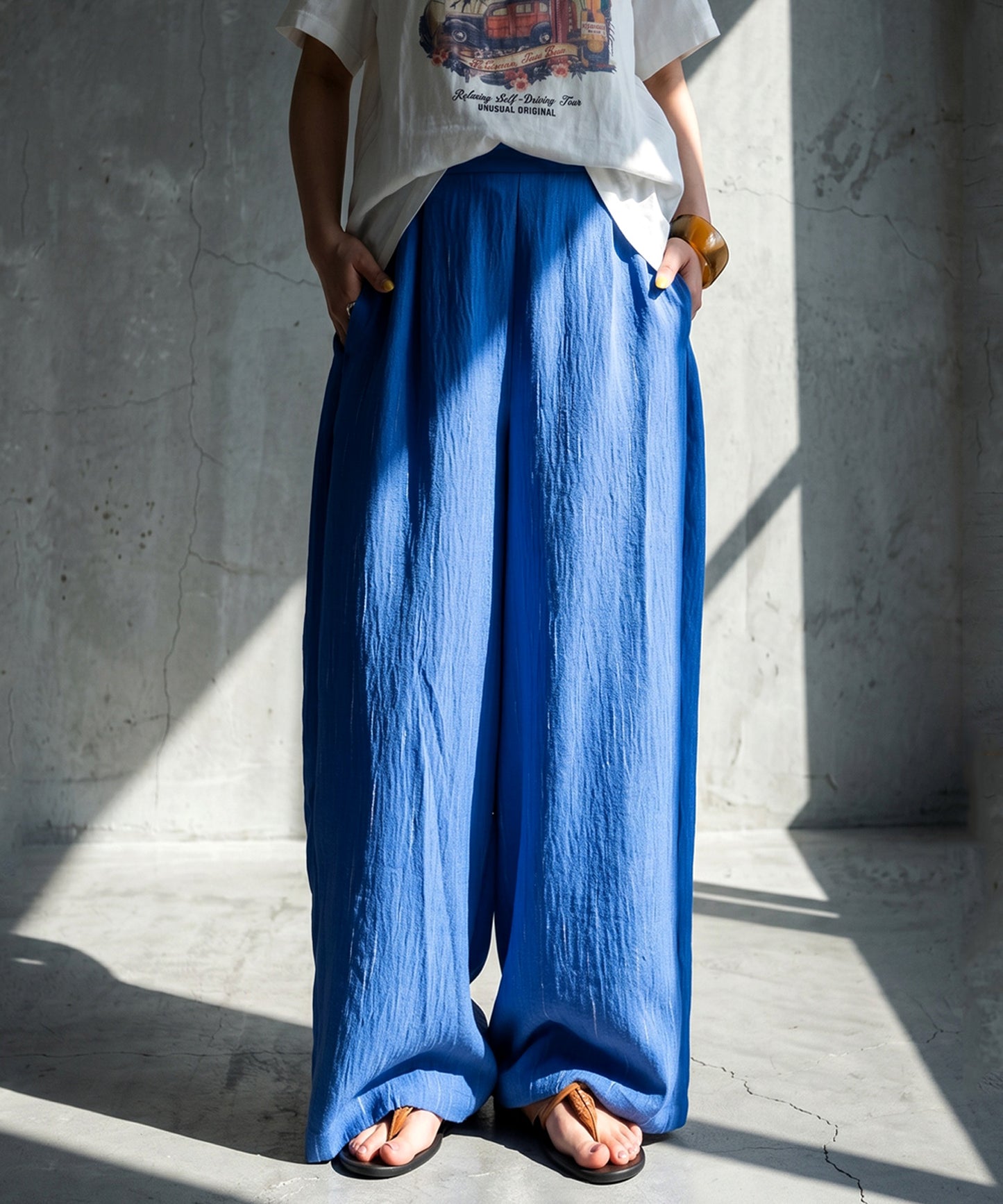 Striped Wide-Leg Easy Pants Ladies