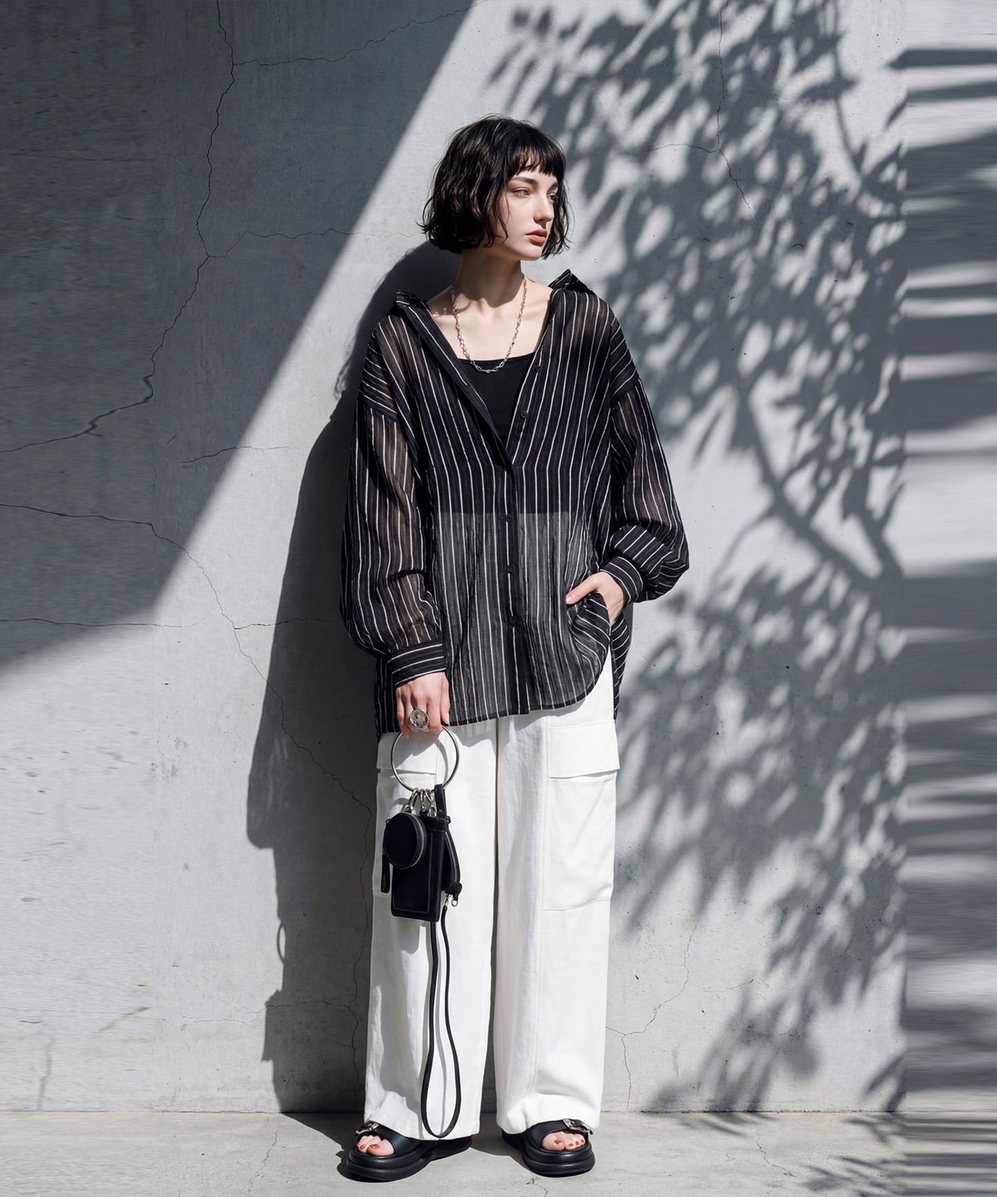 Striped Sheer Shirt Ladies