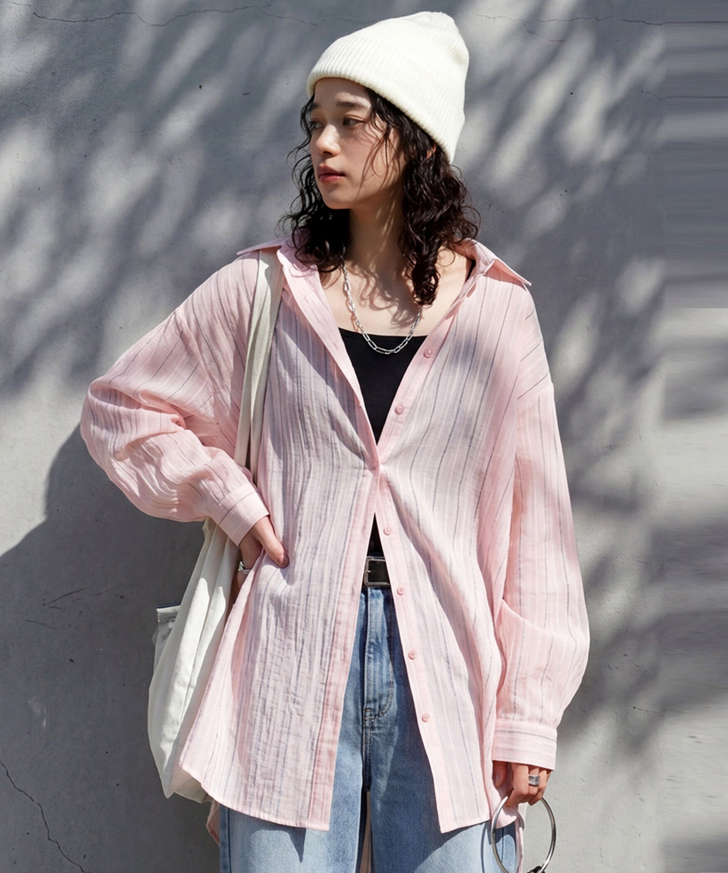 Striped Sheer Shirt Ladies