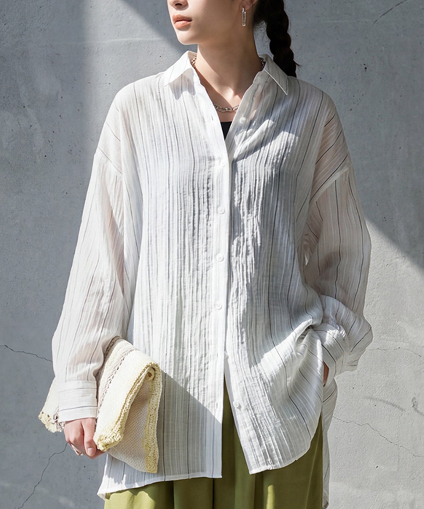 Striped Sheer Shirt Ladies