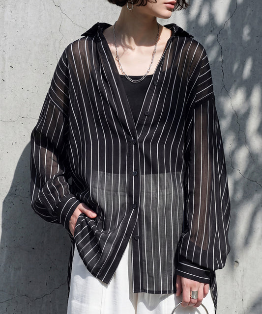 Striped Sheer Shirt Ladies