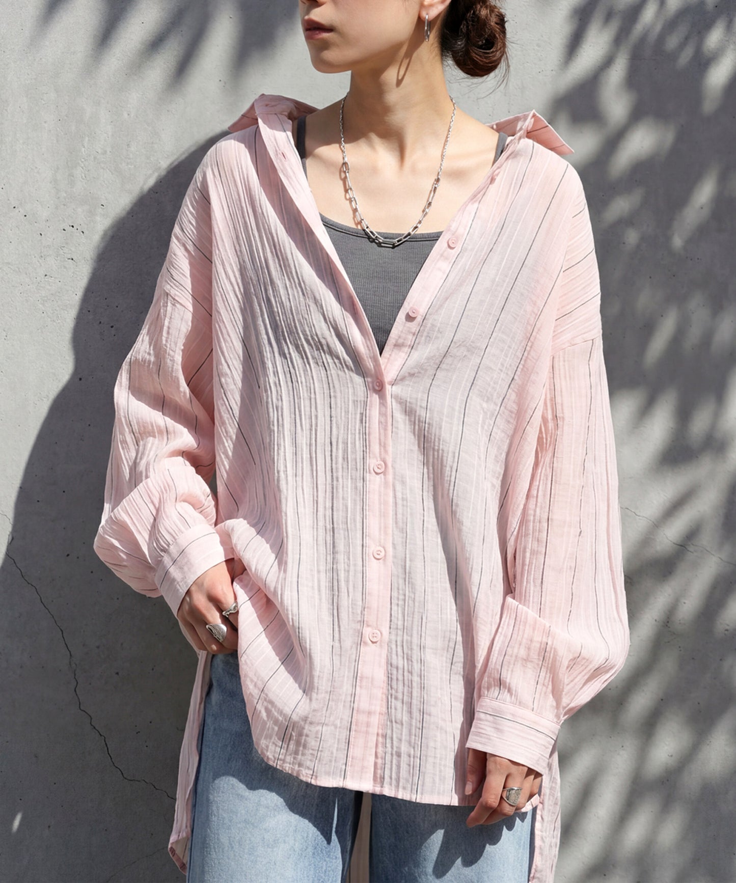 Striped Sheer Shirt Ladies