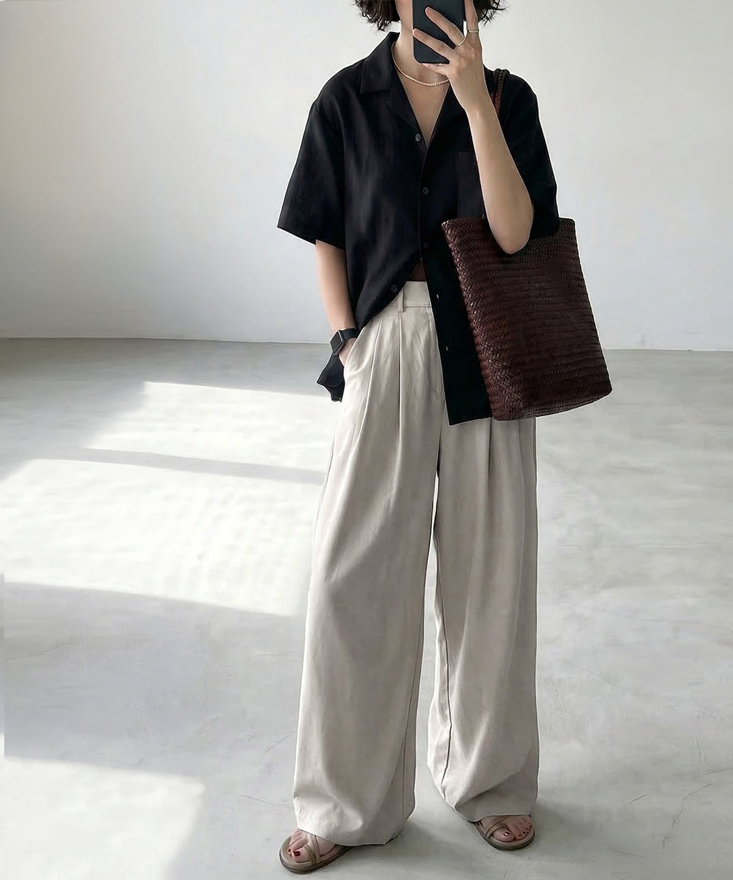 Double-Pleated Wide-Leg Pants Ladies