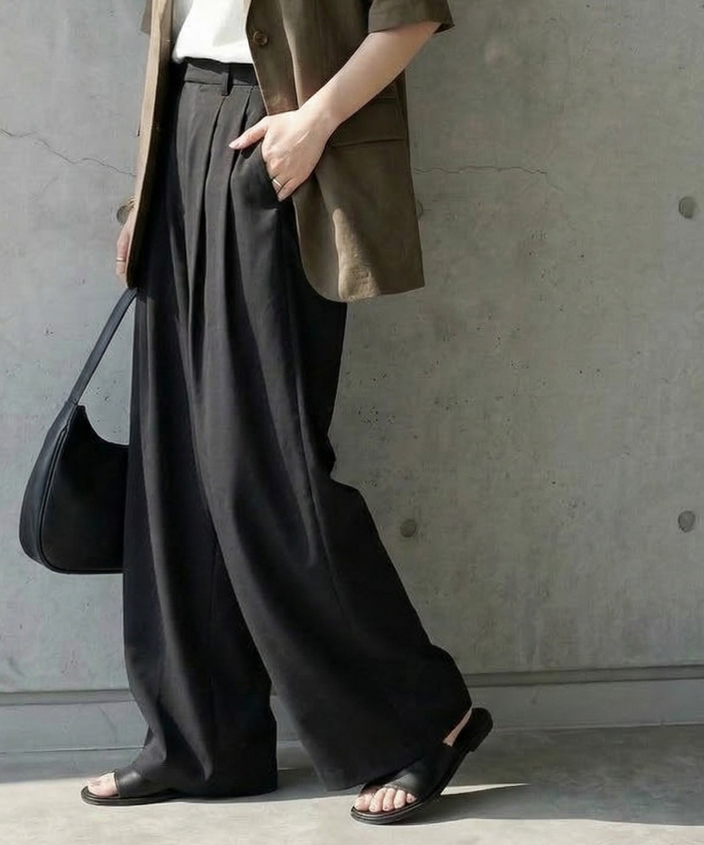 Double-Pleated Wide-Leg Pants Ladies