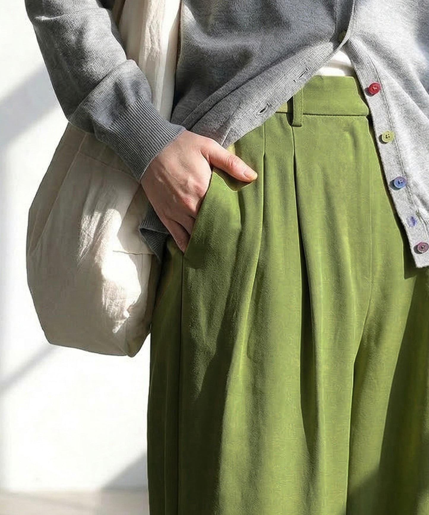 Double-Pleated Wide-Leg Pants Ladies