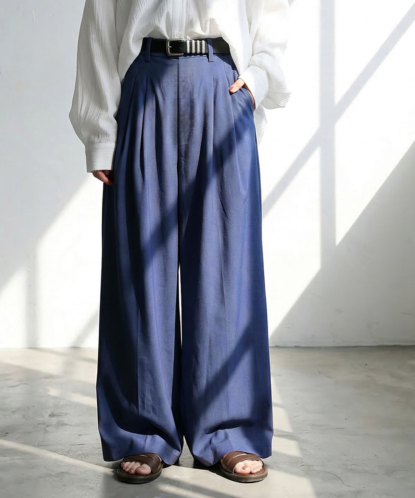 Double-Pleated Wide-Leg Pants Ladies