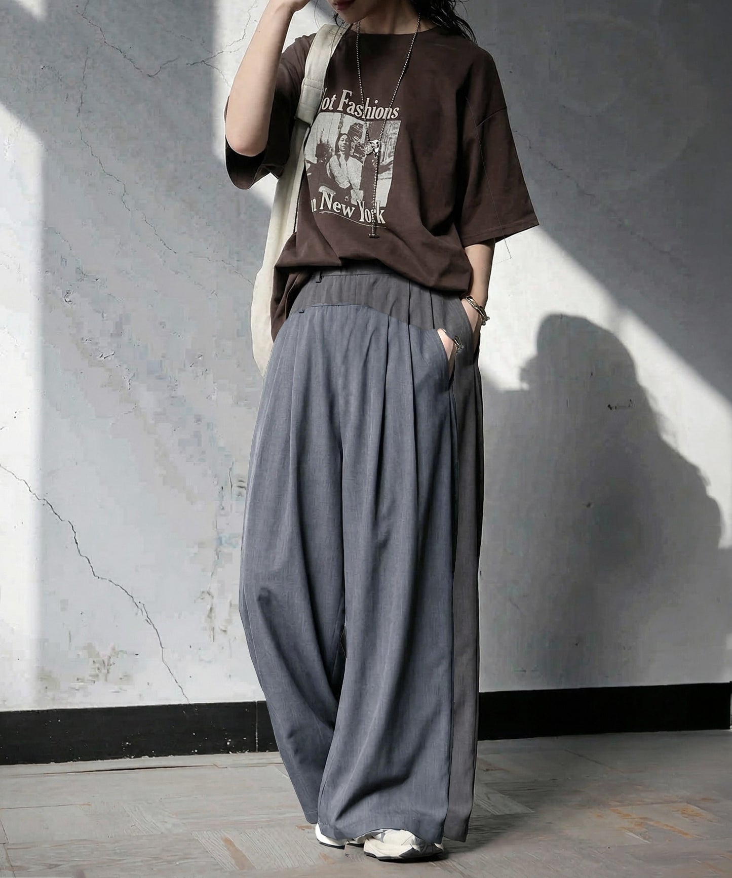 Double-Pleated Wide-Leg Pants Ladies