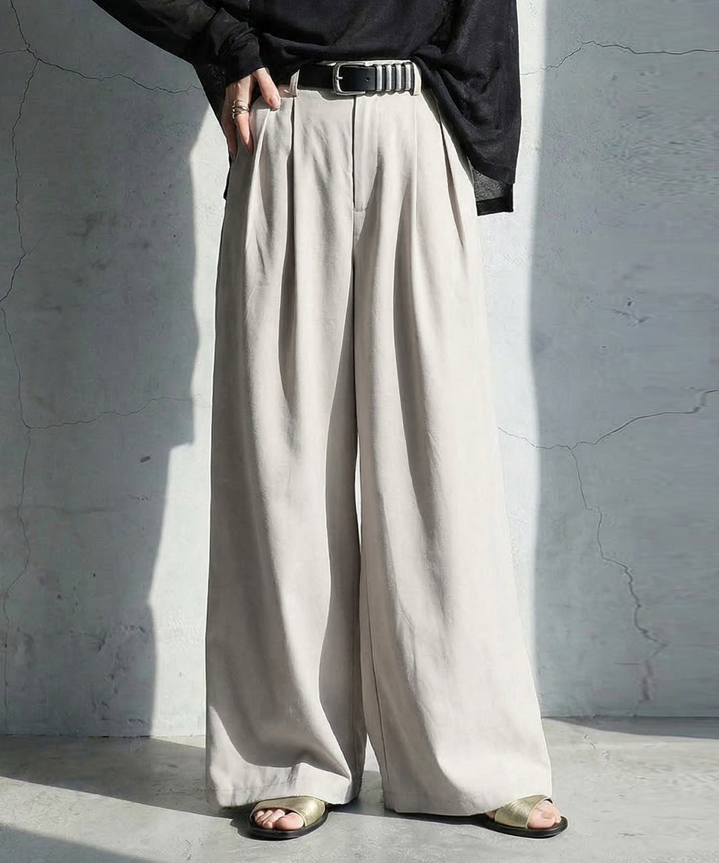 Double-Pleated Wide-Leg Pants Ladies