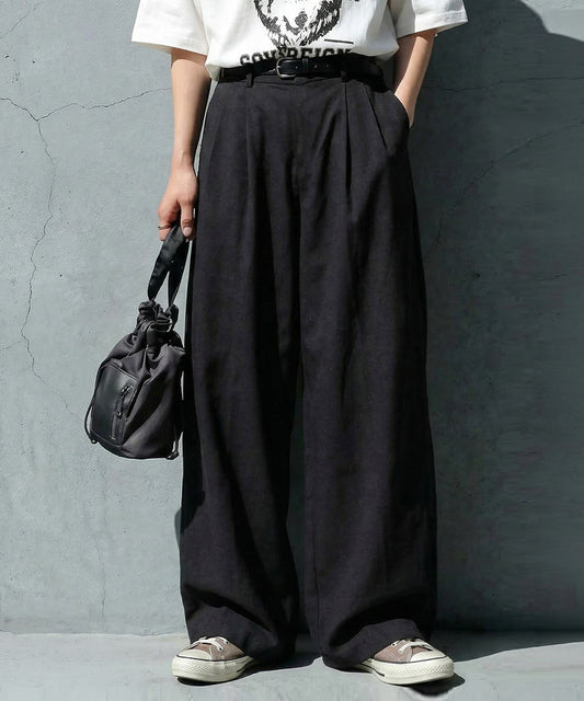 Double-Pleated Wide-Leg Pants Ladies