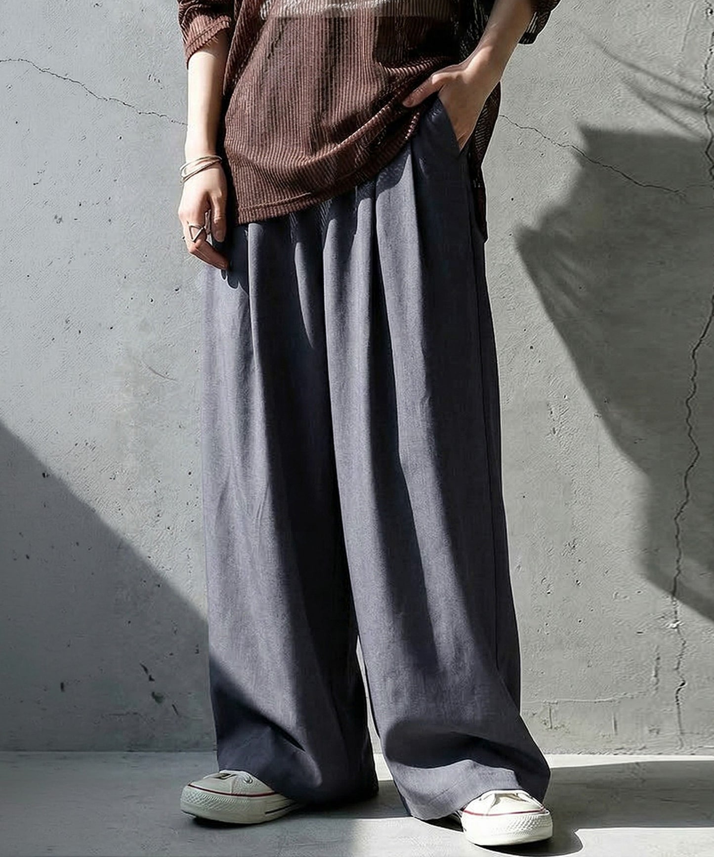 Double-Pleated Wide-Leg Pants Ladies