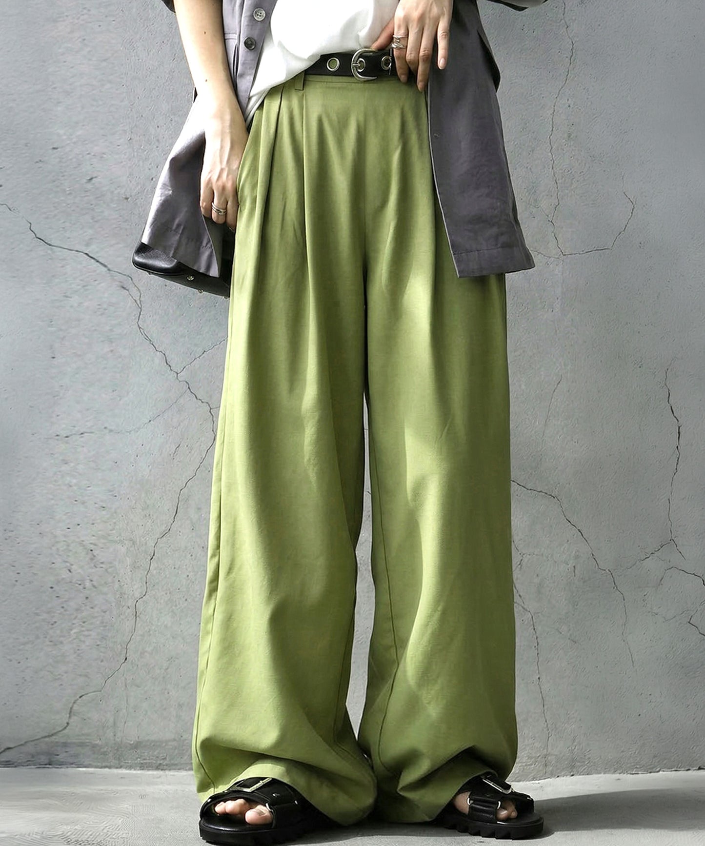 Double-Pleated Wide-Leg Pants Ladies