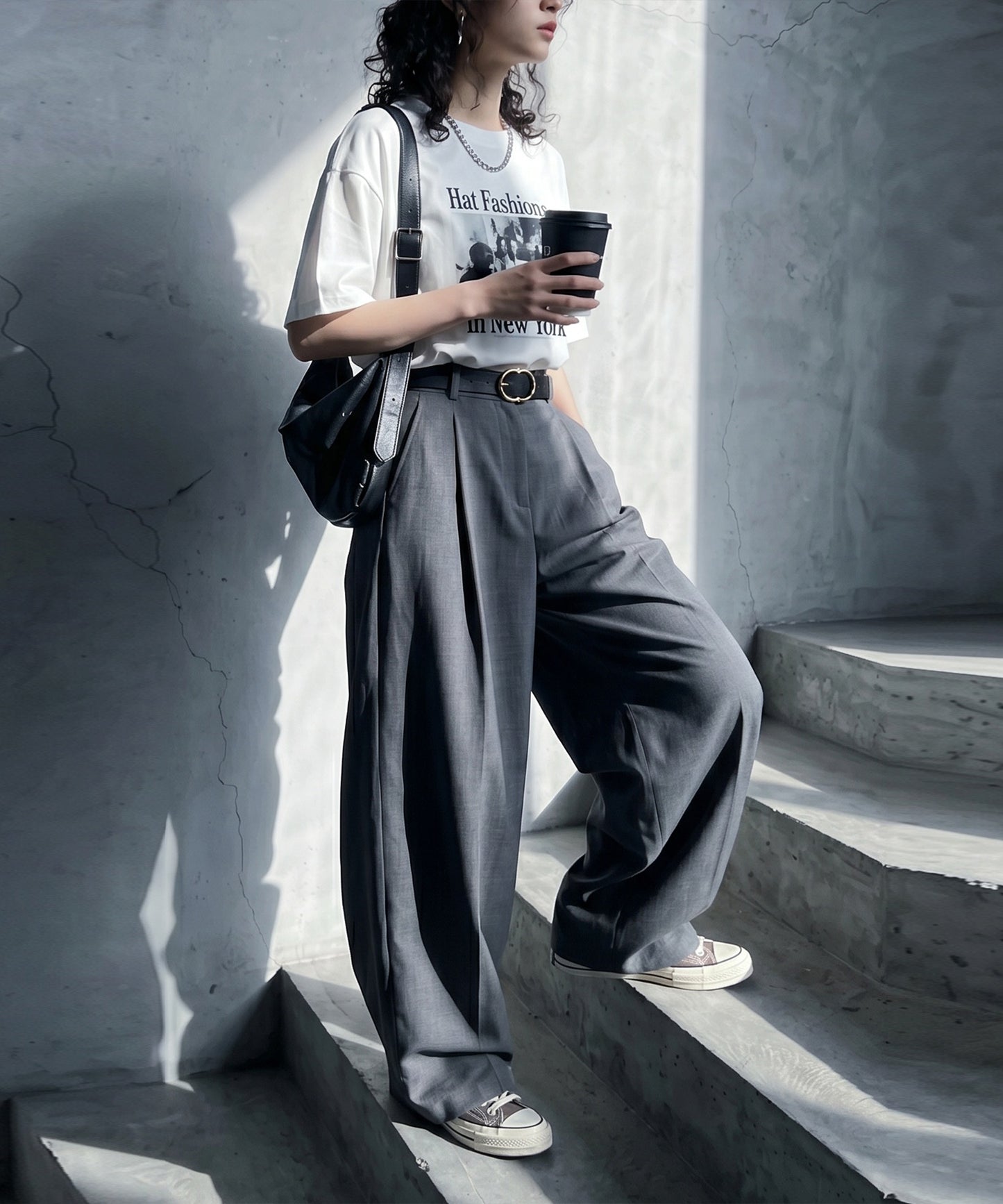 Balloon Tuck Wide Pants Ladies