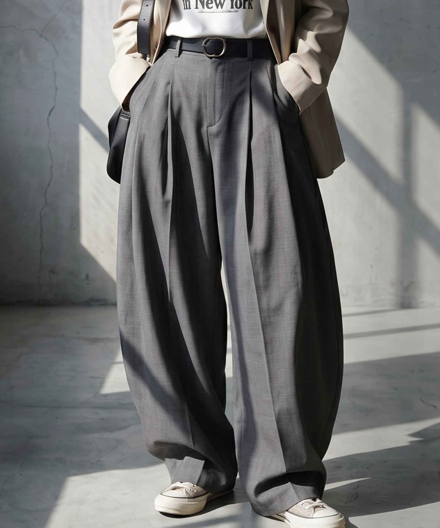 Balloon Tuck Wide Pants Ladies
