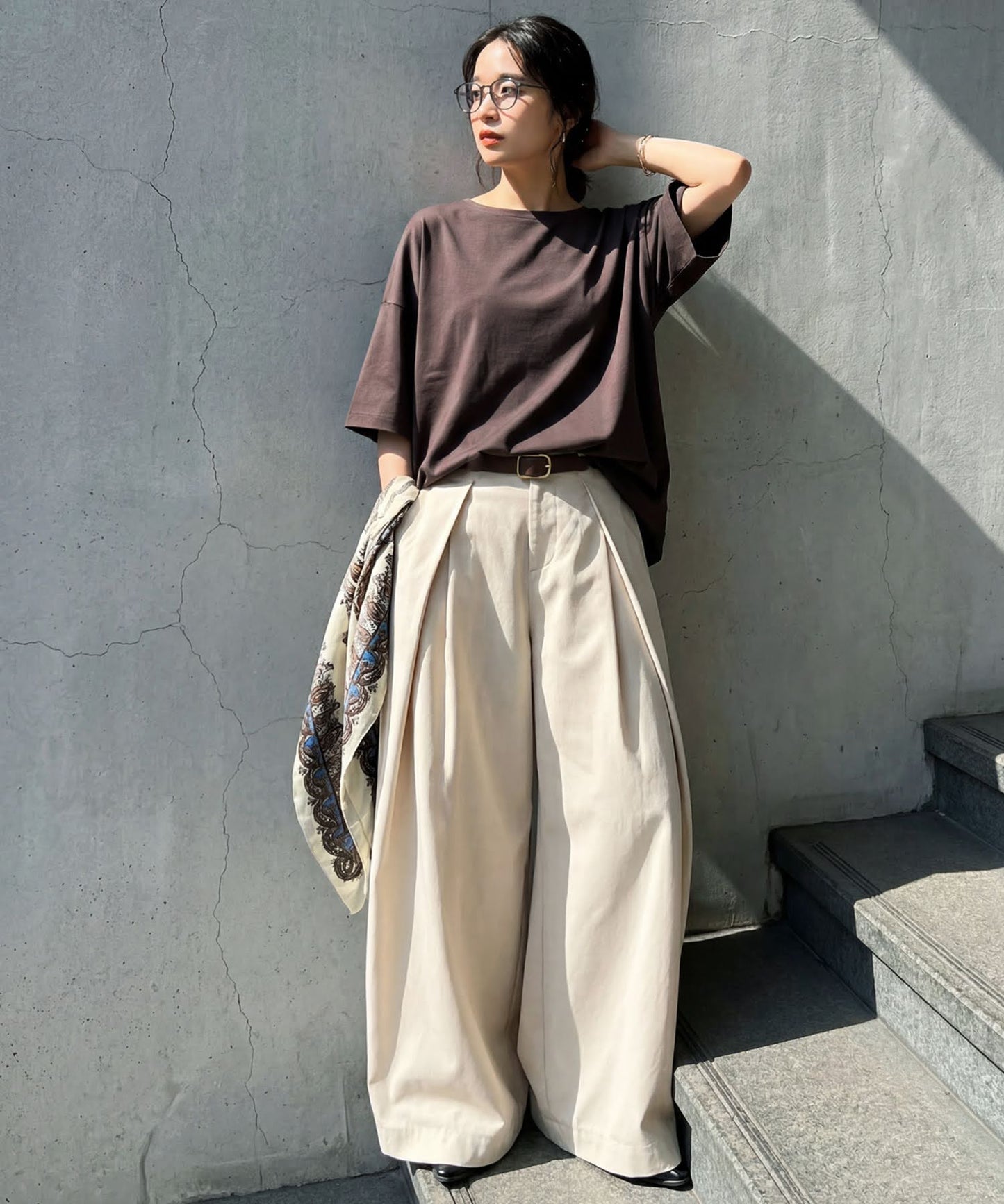 Wide Long Pleated Pants Ladies
