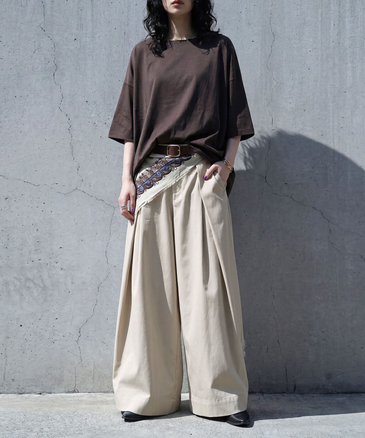Wide Long Pleated Pants Ladies