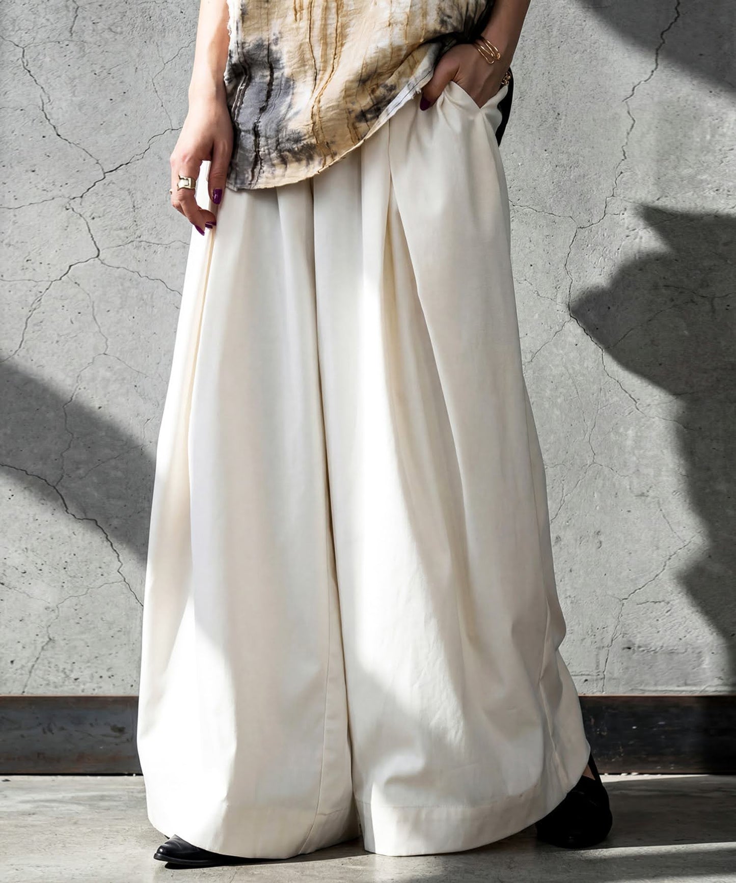 Wide Long Pleated Pants Ladies