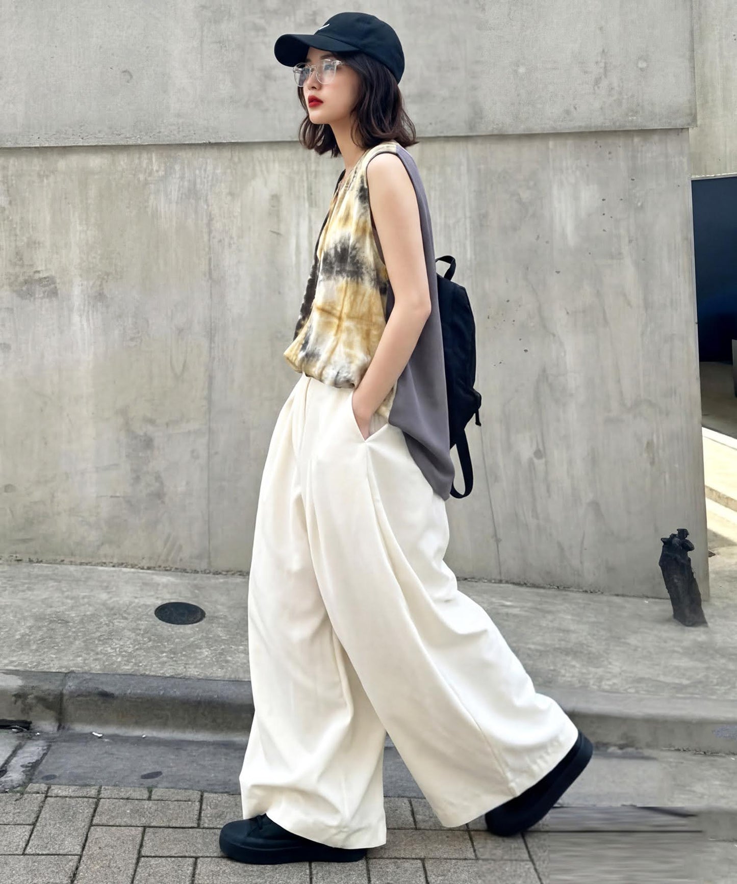 Wide Long Pleated Pants Ladies