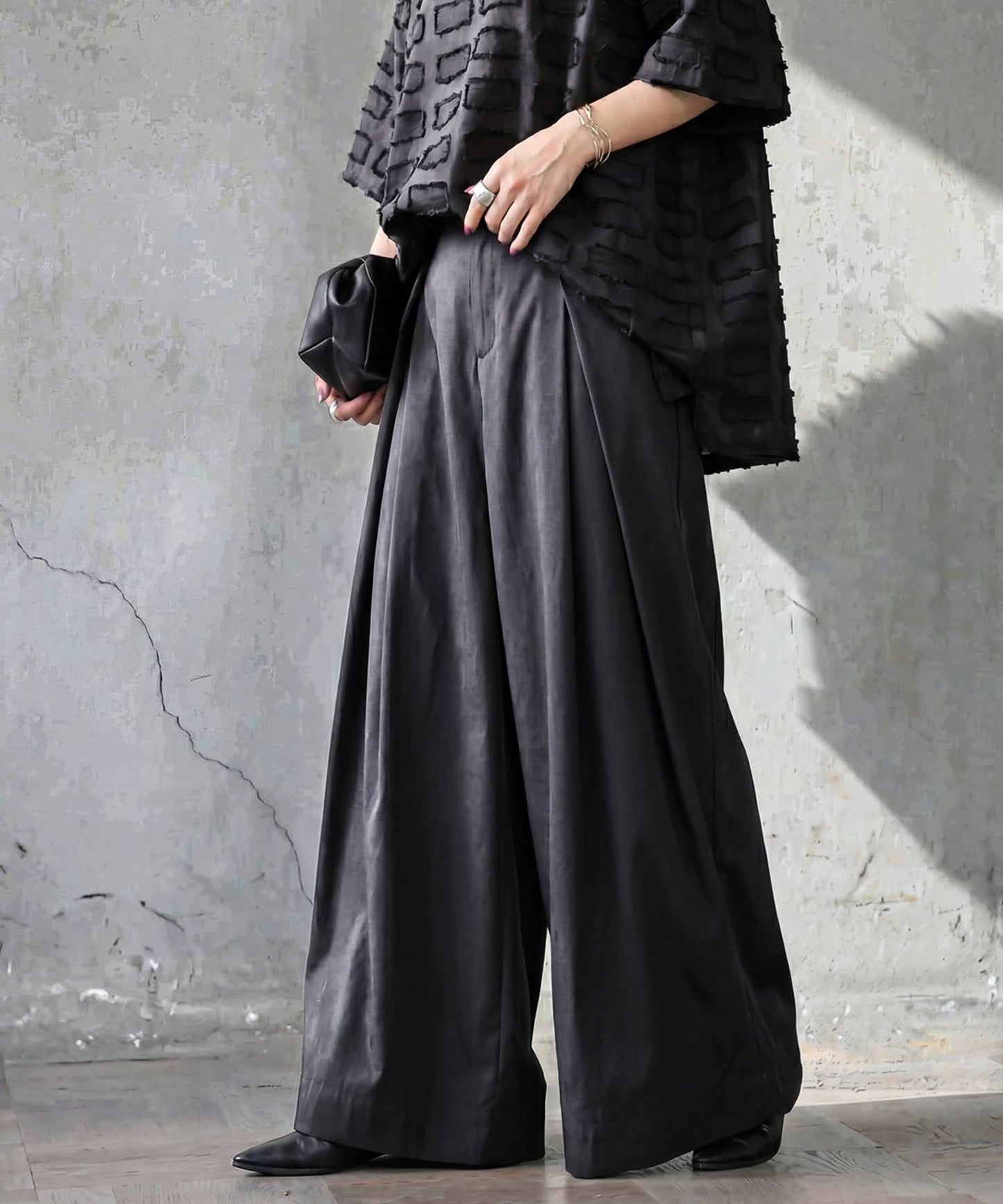Wide Long Pleated Pants Ladies