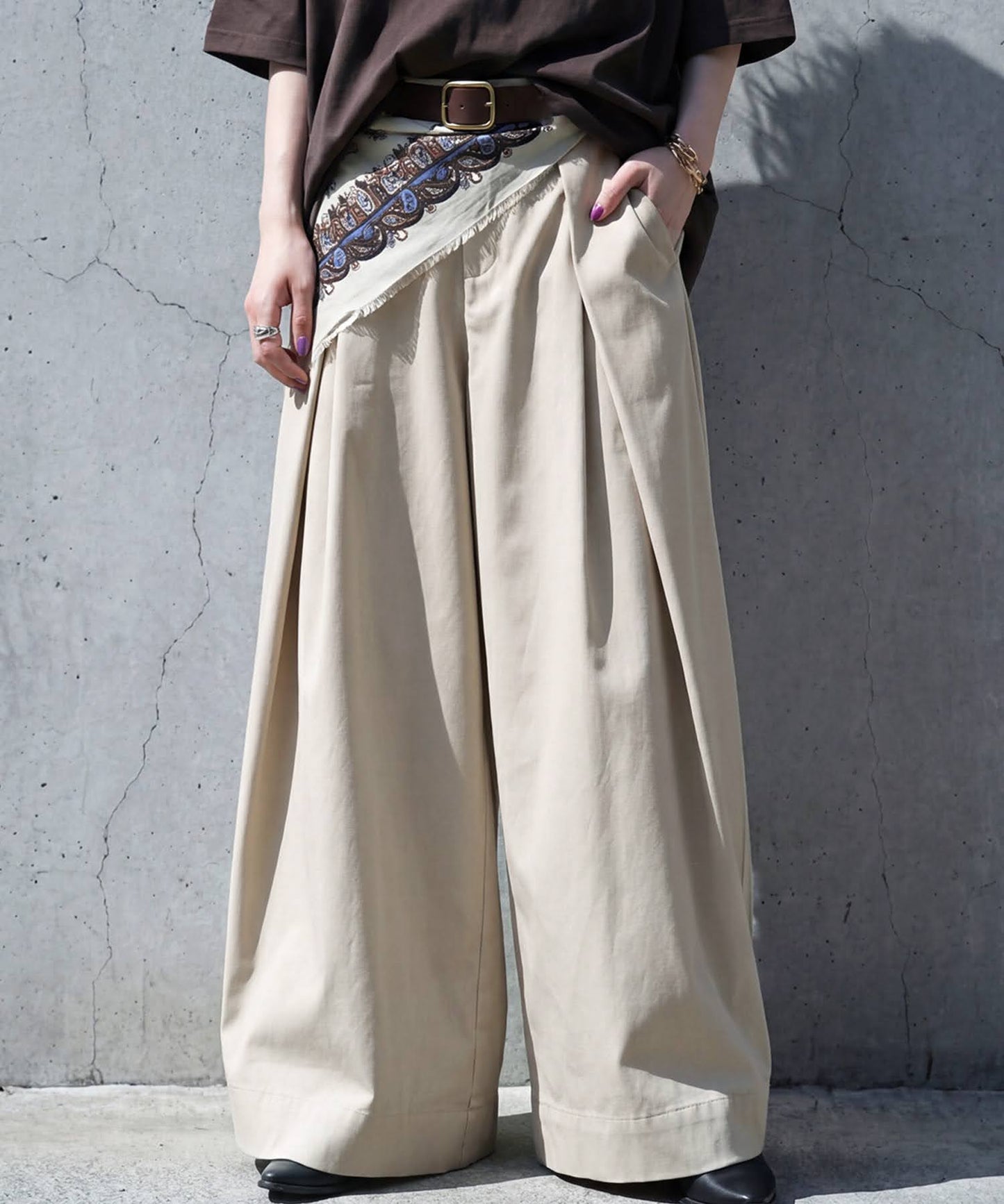 Wide Long Pleated Pants Ladies