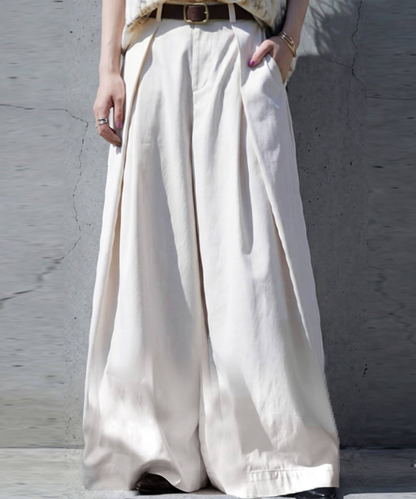 Wide Long Pleated Pants Ladies