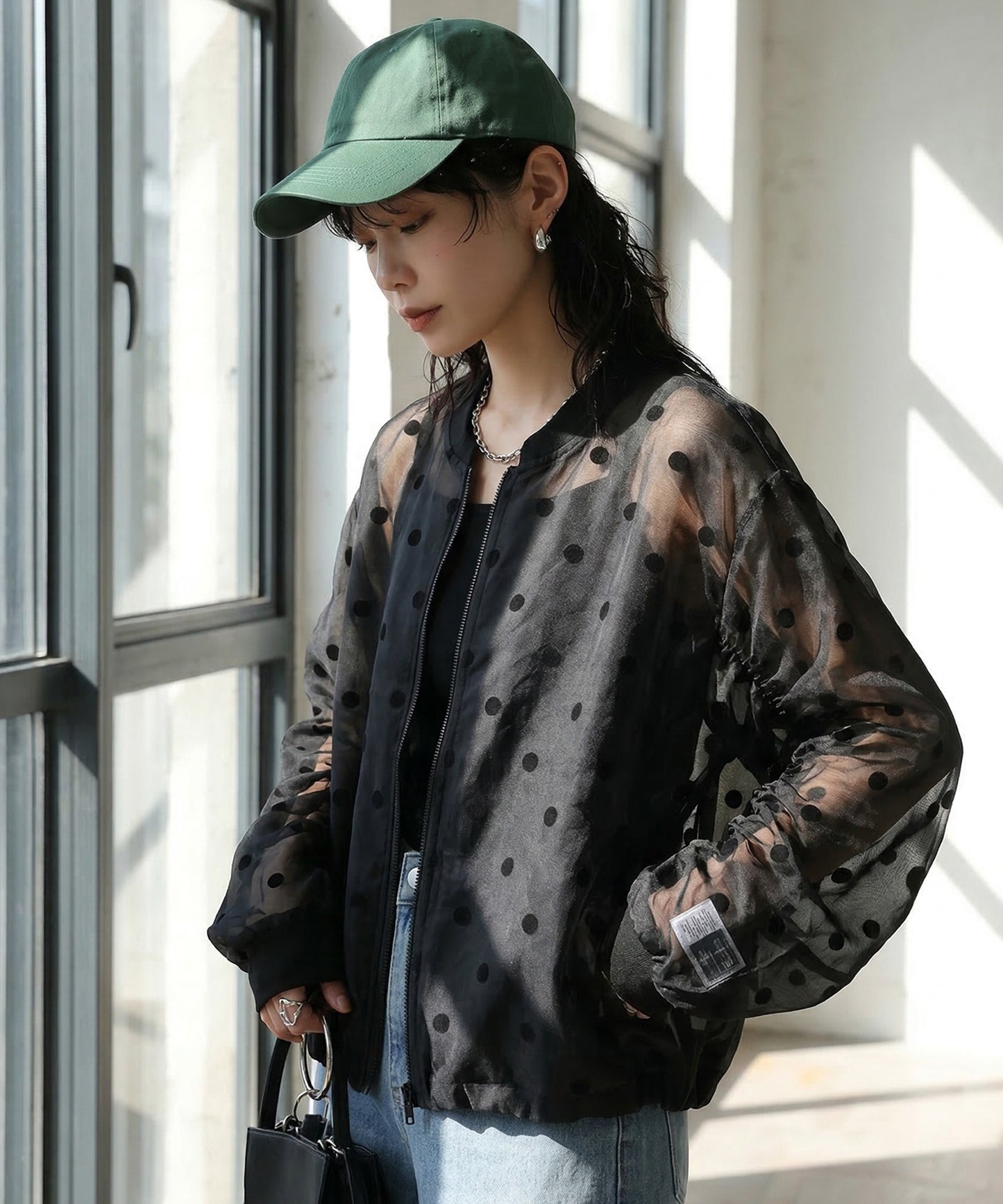 Polka Dot Sheer Tops Ladies