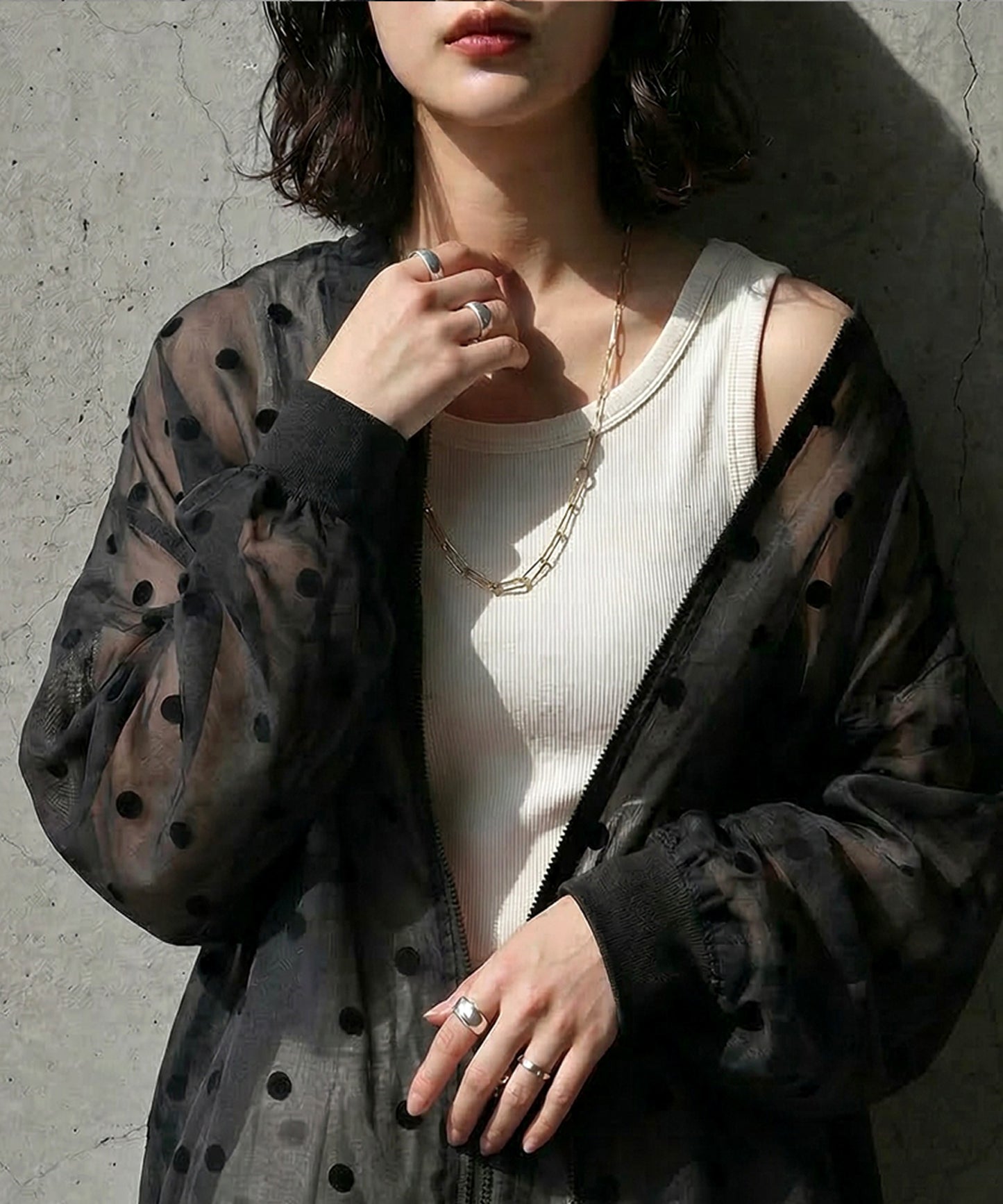 Polka Dot Sheer Tops Ladies