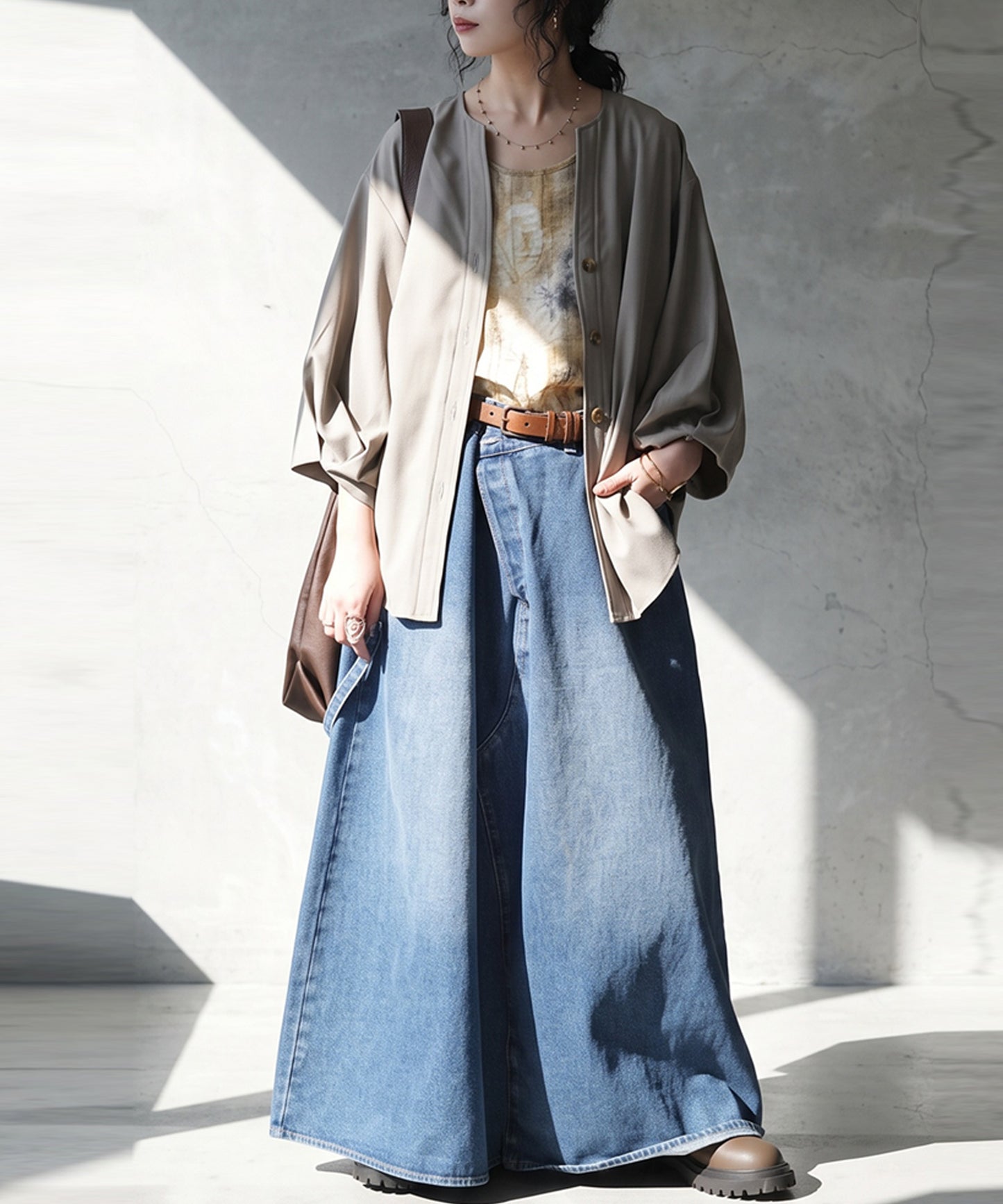 V-Neck Pleated Shirt Ladies