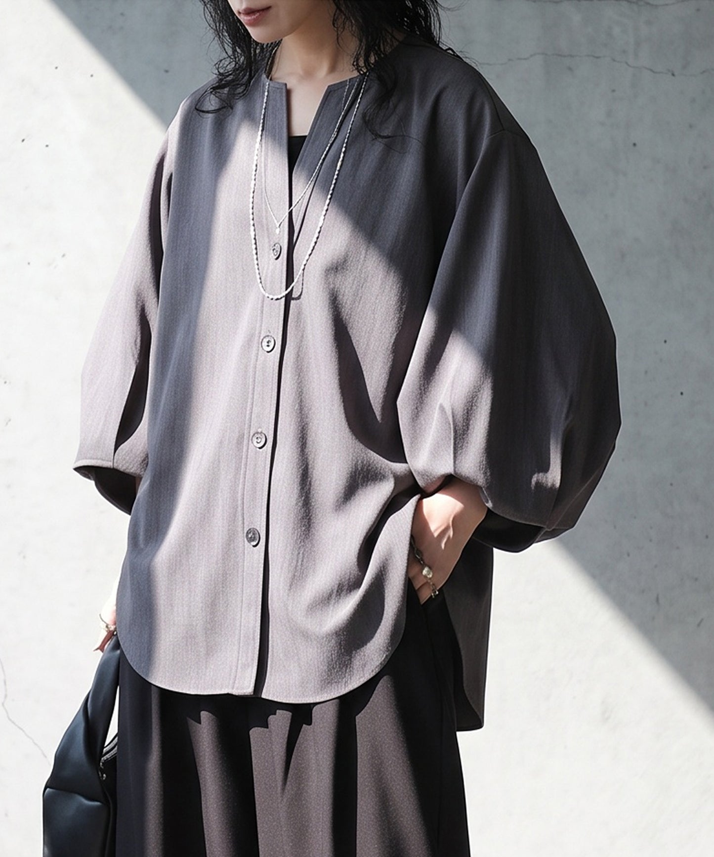 V-Neck Pleated Shirt Ladies