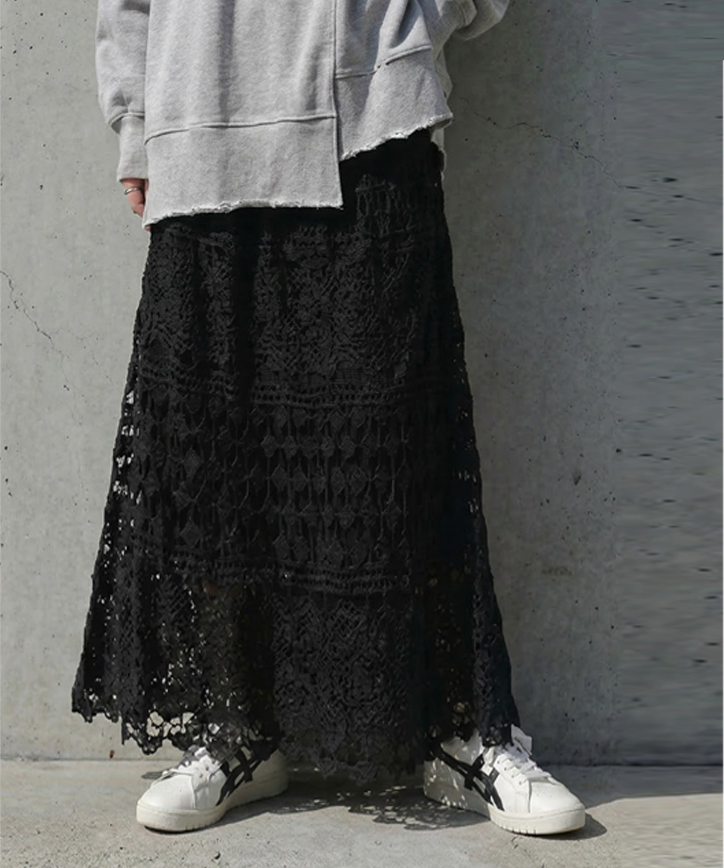 Lace Openwork Flared Skirt Ladies