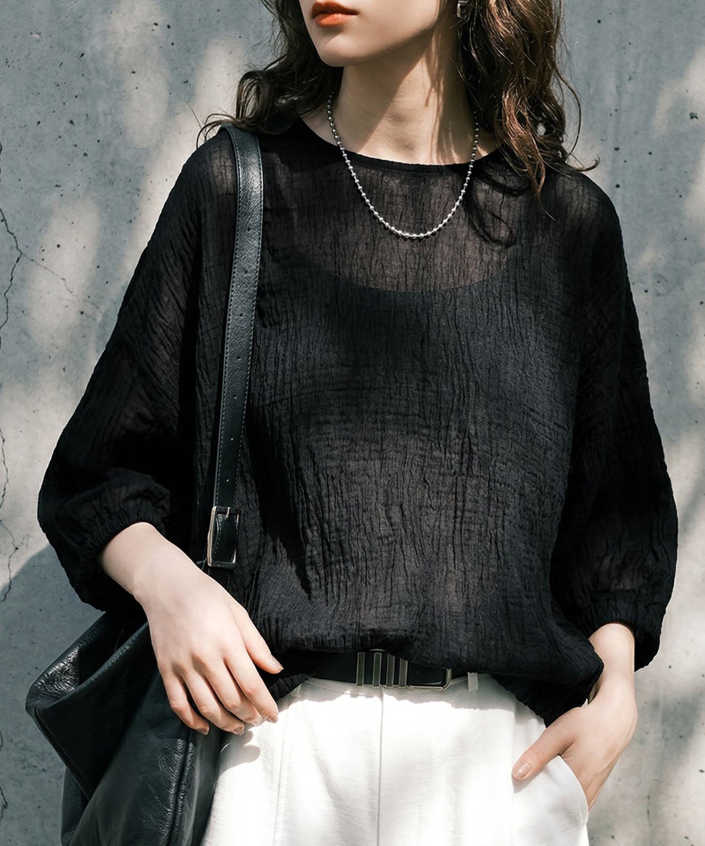 Sheer Dolman Top Ladies