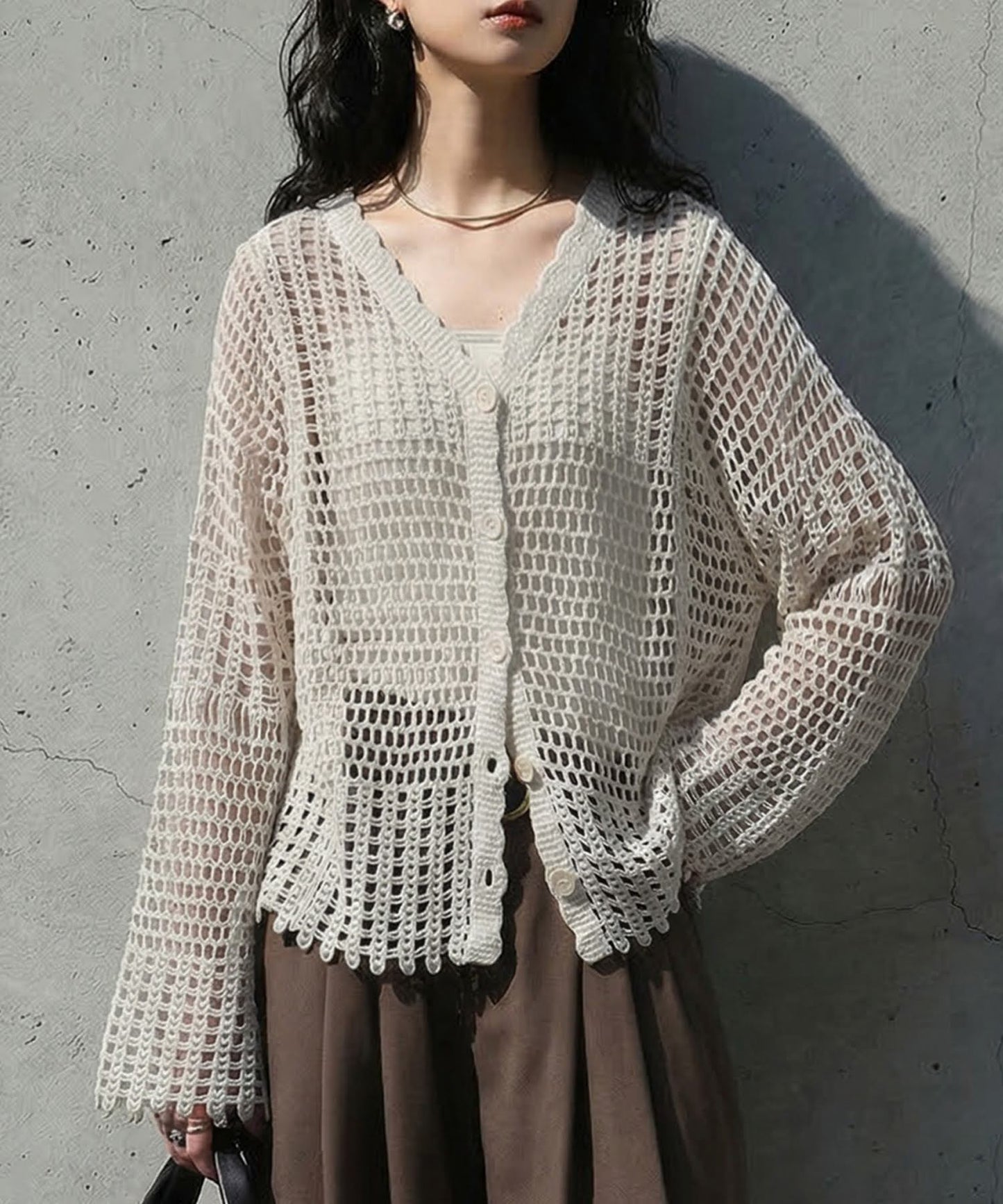 V-Neck 100% Cotton Cardigan Ladies