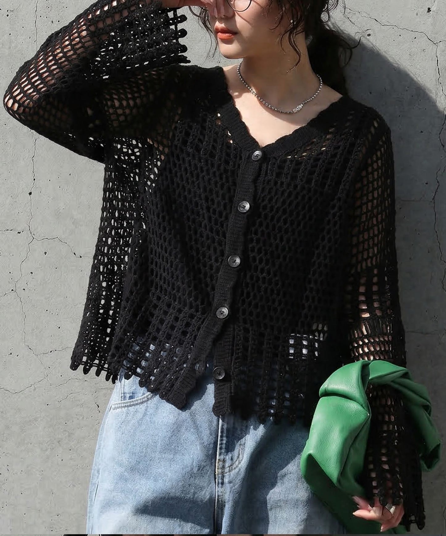 V-Neck 100% Cotton Cardigan Ladies