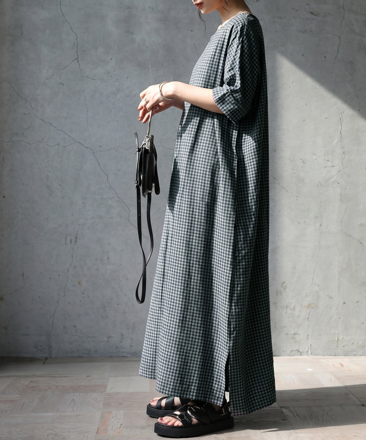 Gingham Check Shirt Dress Ladies