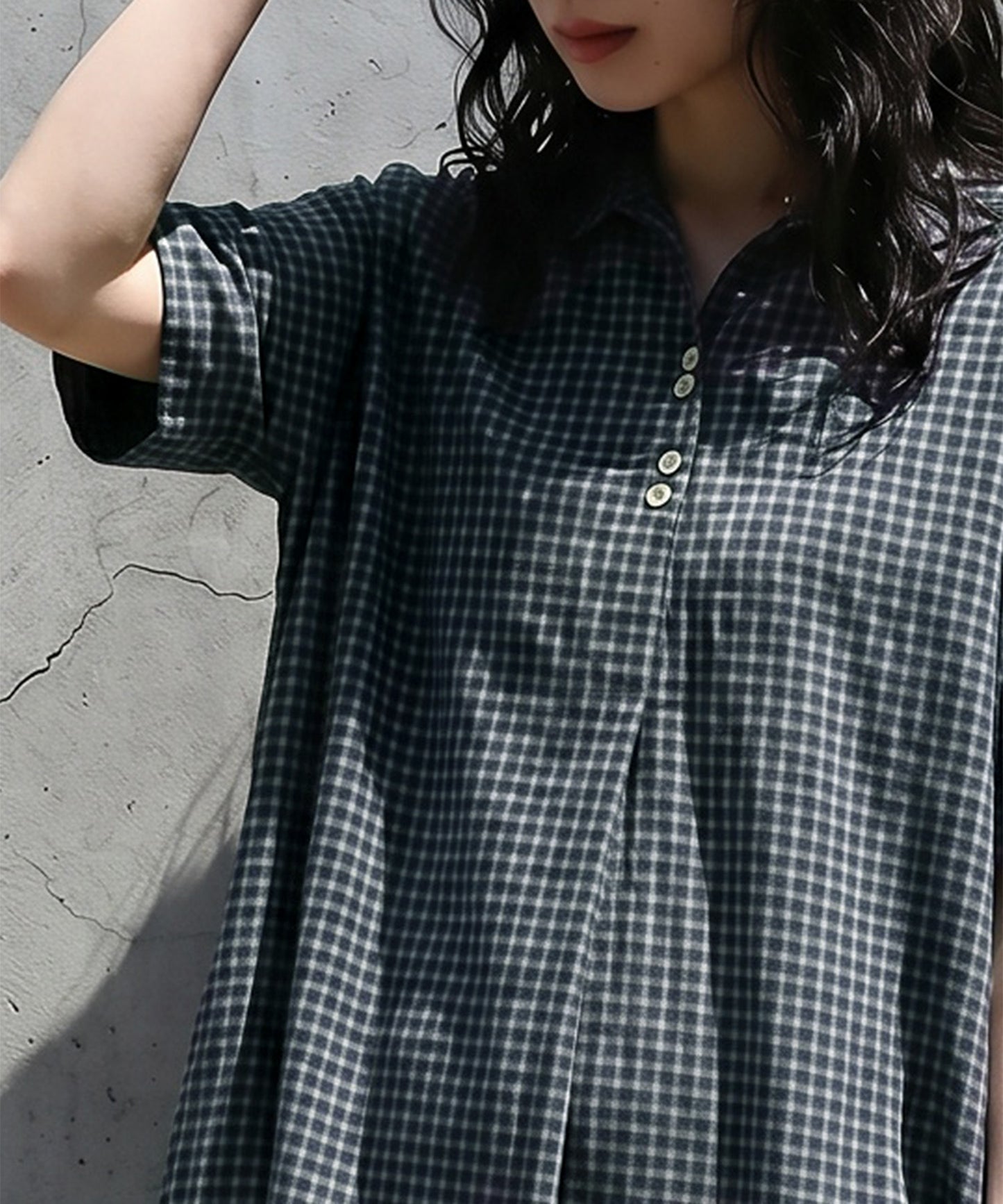 Gingham Check Shirt Dress Ladies