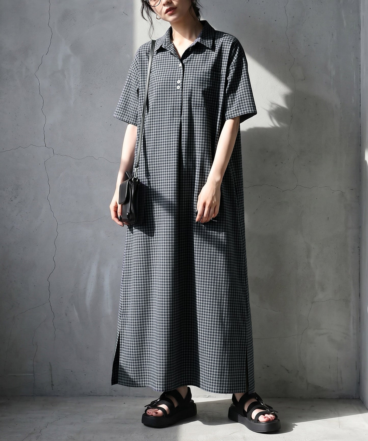 Gingham Check Shirt Dress Ladies