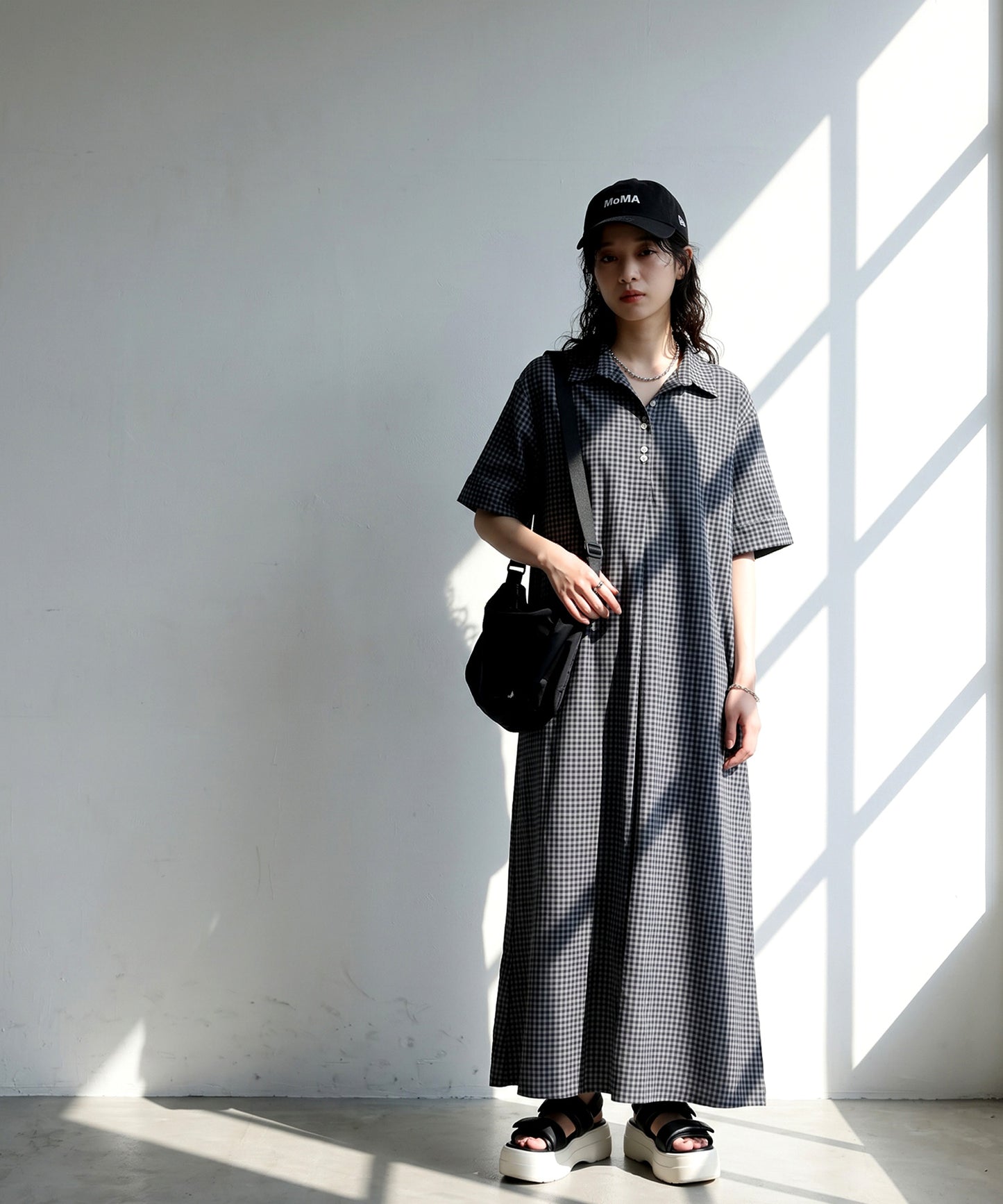 Gingham Check Shirt Dress Ladies